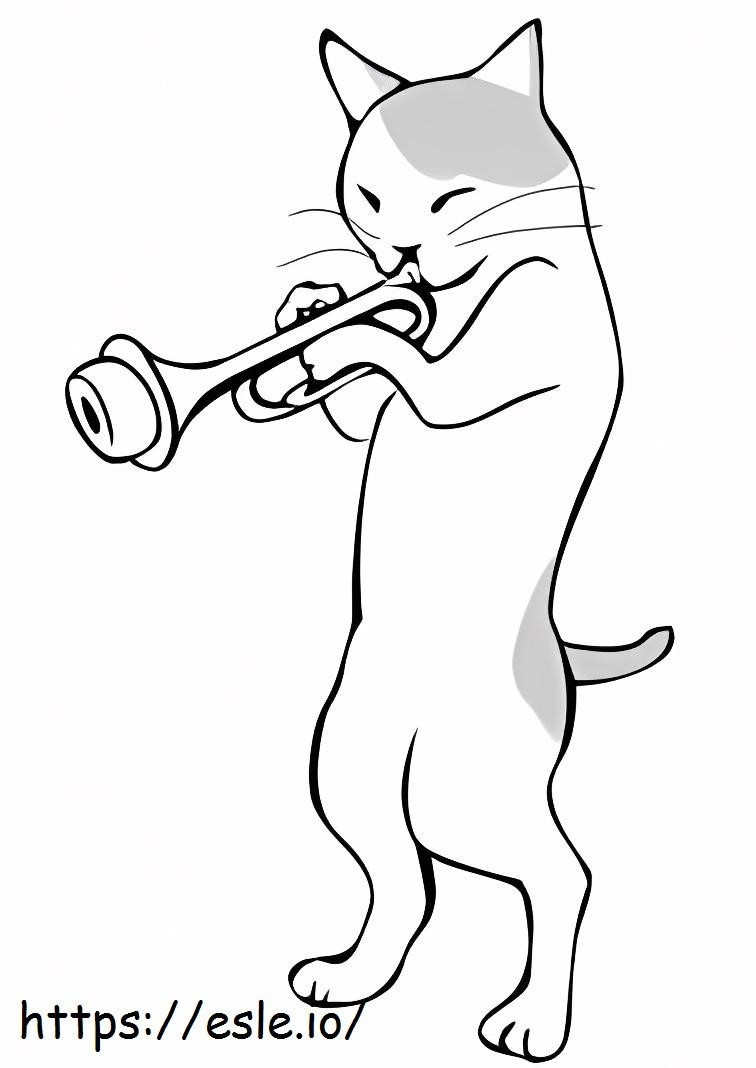 Kat Die Een Trompet Speelt kleurplaat kleurplaat
