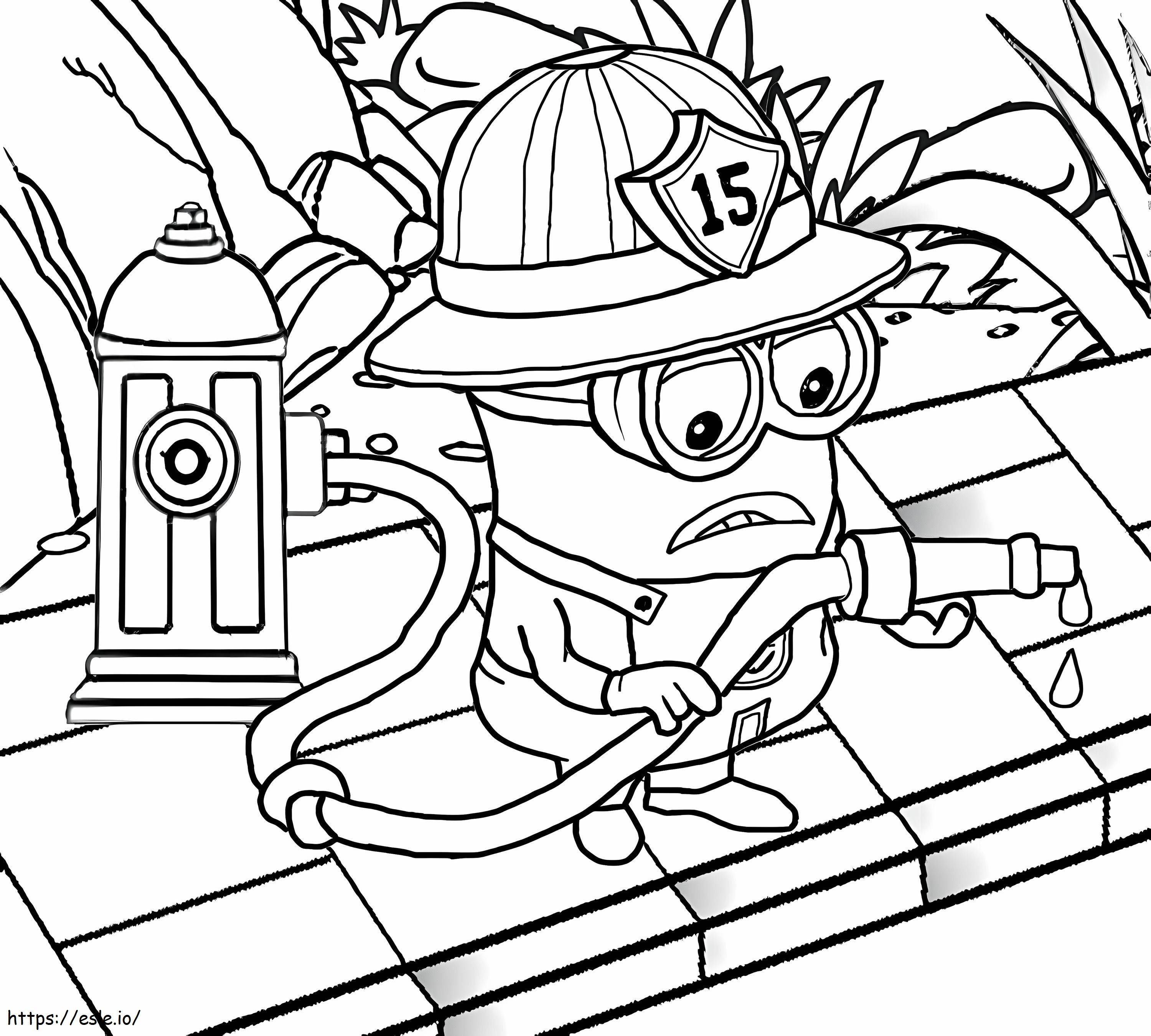 Fireman Minions coloring page
