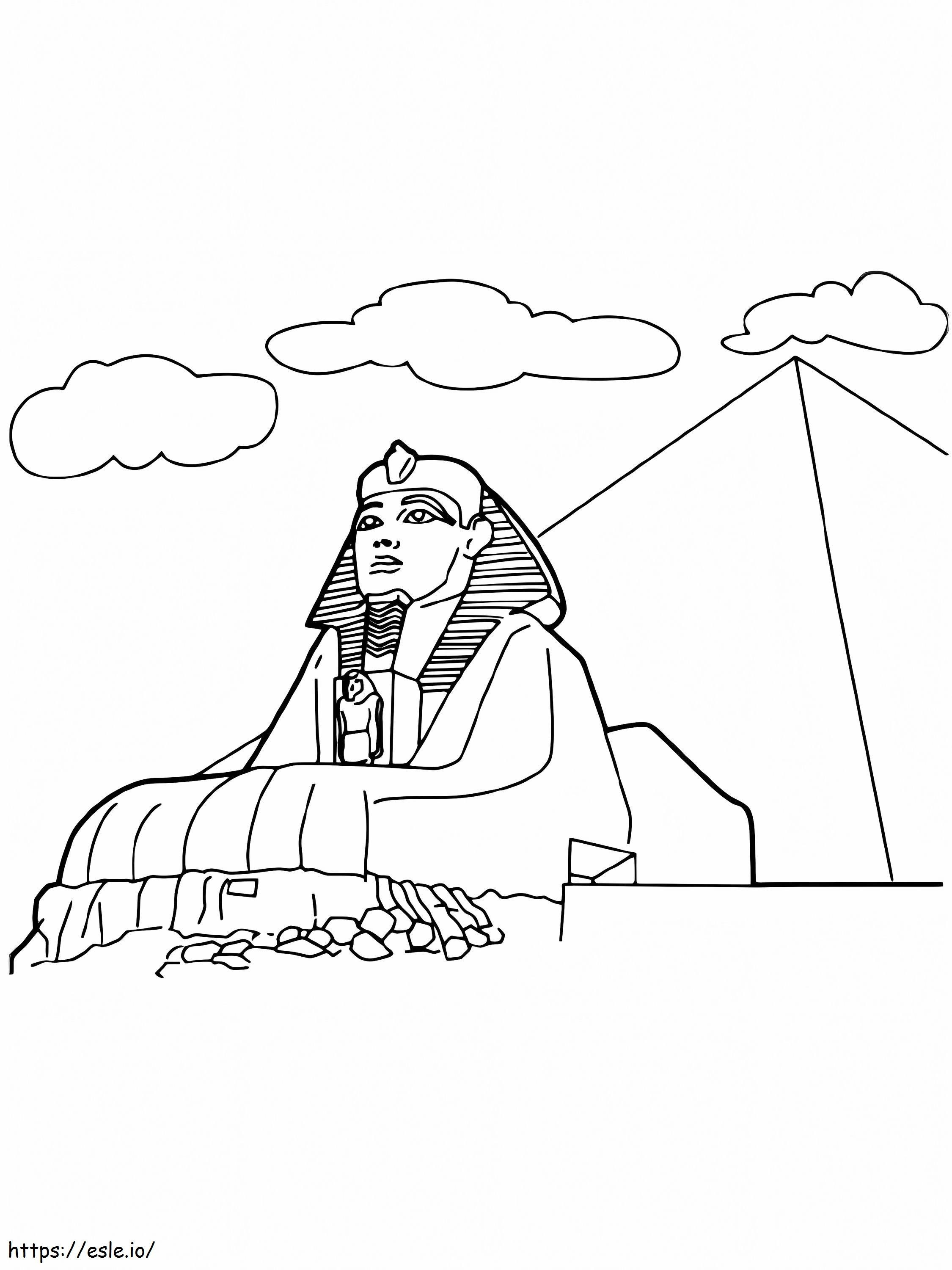 Sphinx With Pyramid coloring page