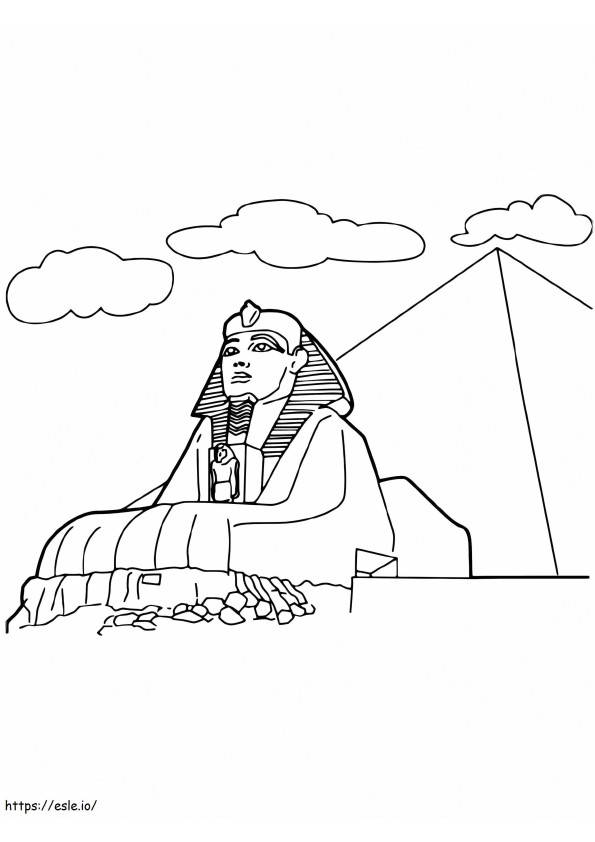 Sfinksi pyramidin kanssa värityskuva