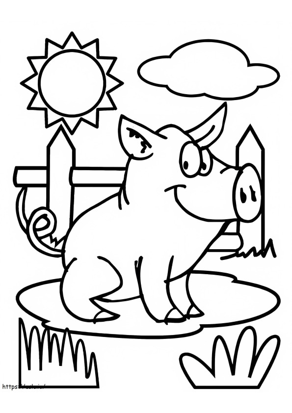 Coloriage cochon heureux à imprimer dessin