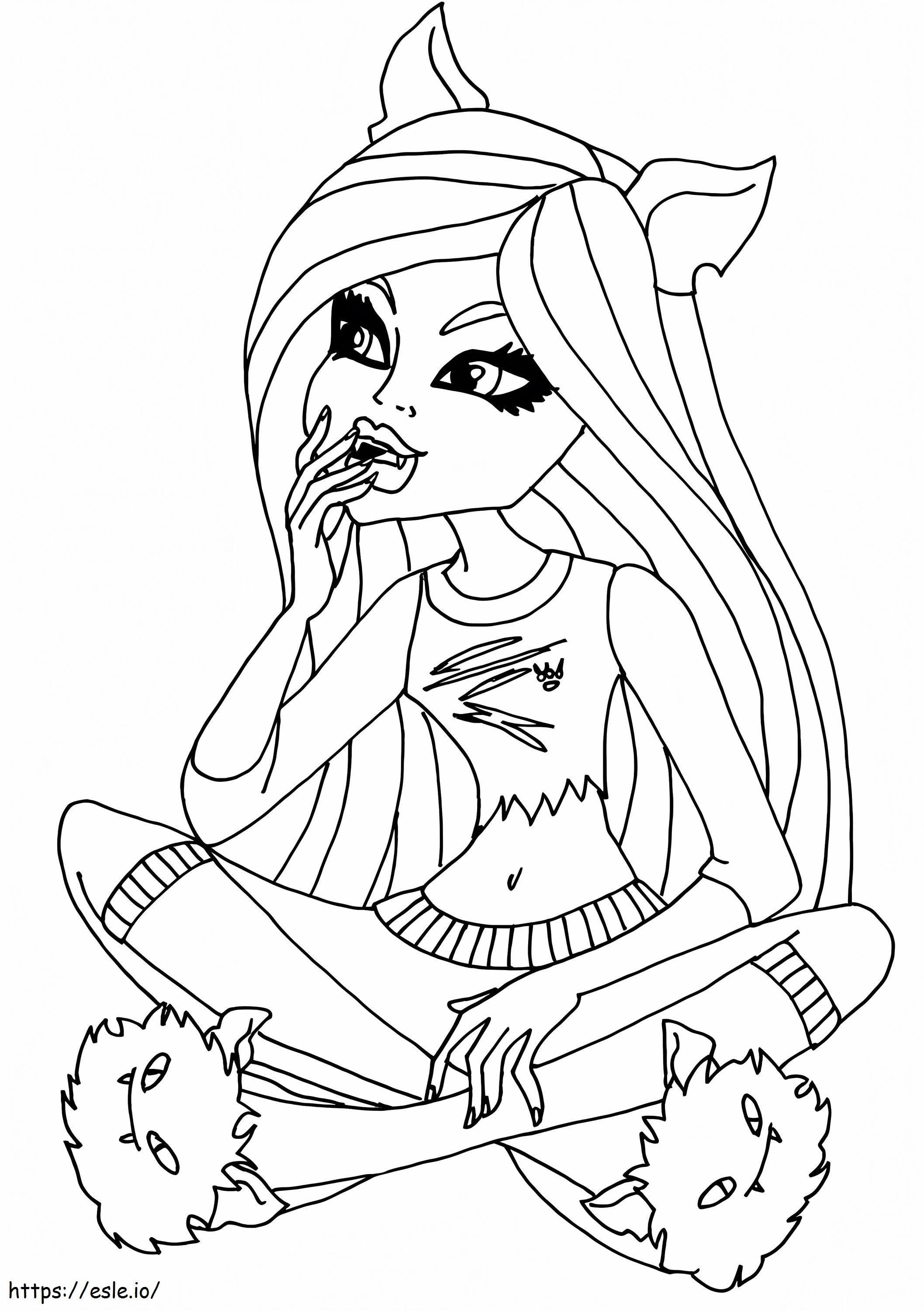 Sitting Clawdeen coloring page