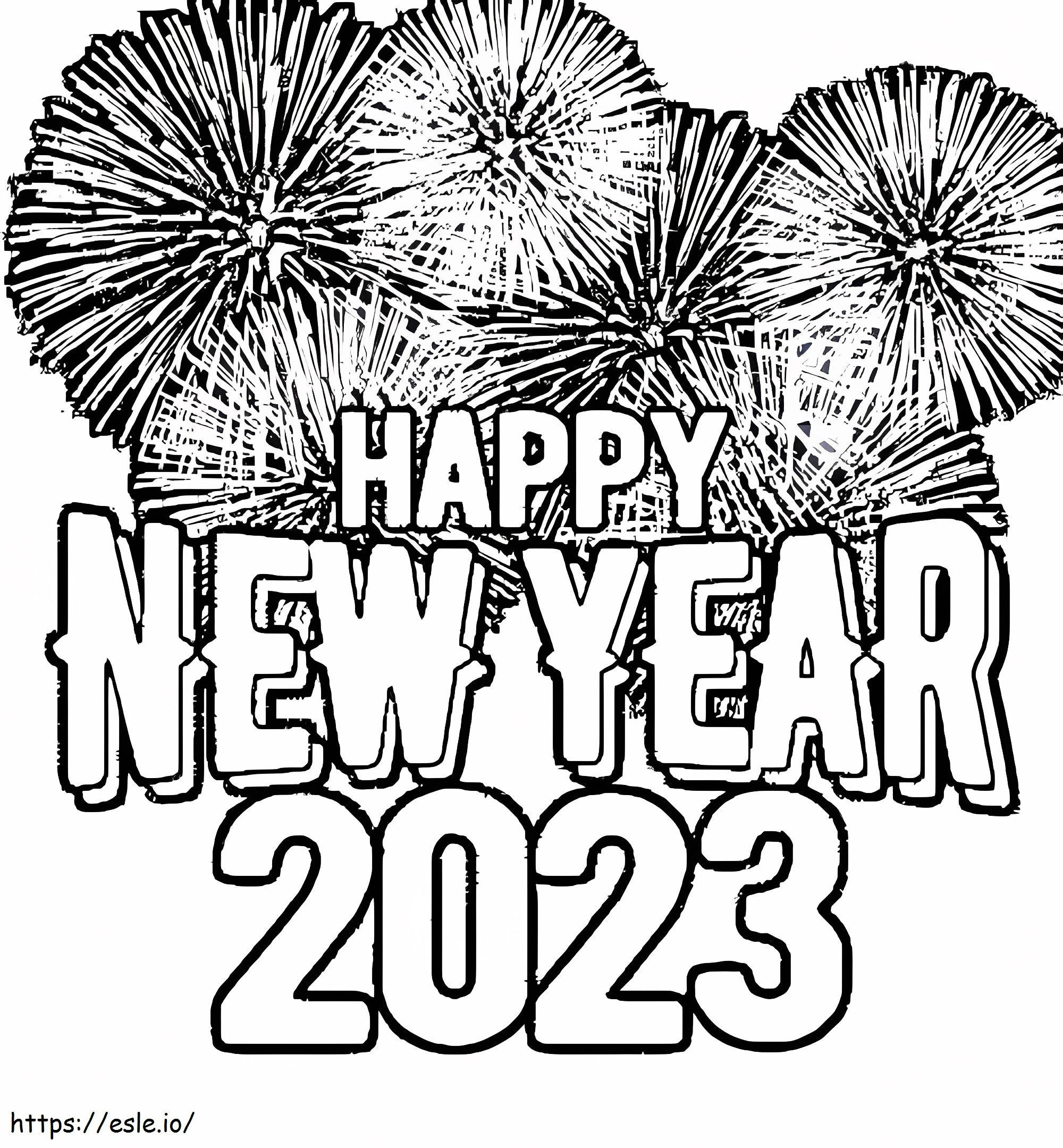 Print Happy New Year 2023 coloring page