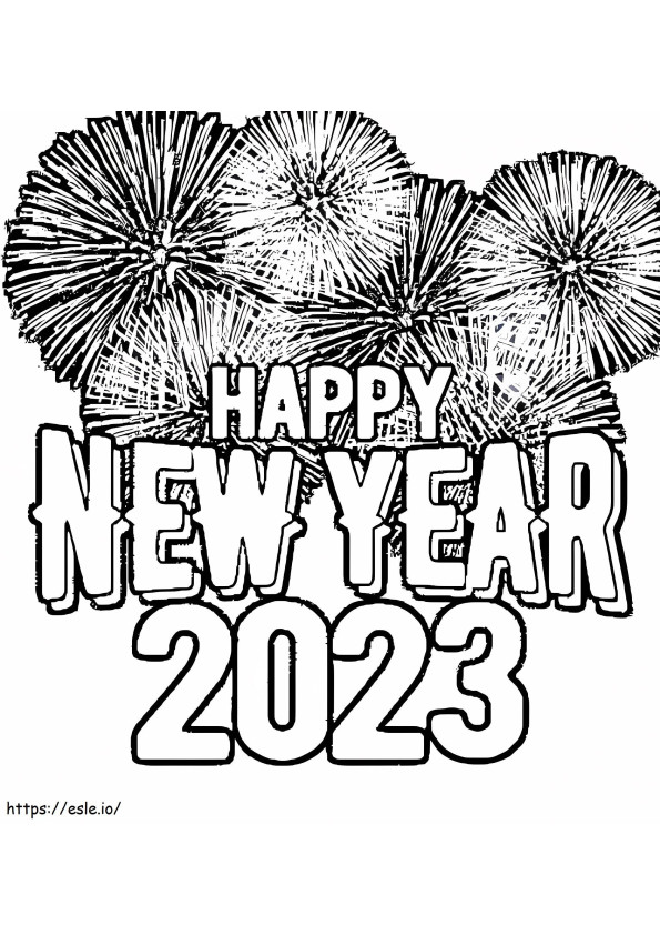 Tulosta Hyvää uutta vuotta 2023 värityskuva