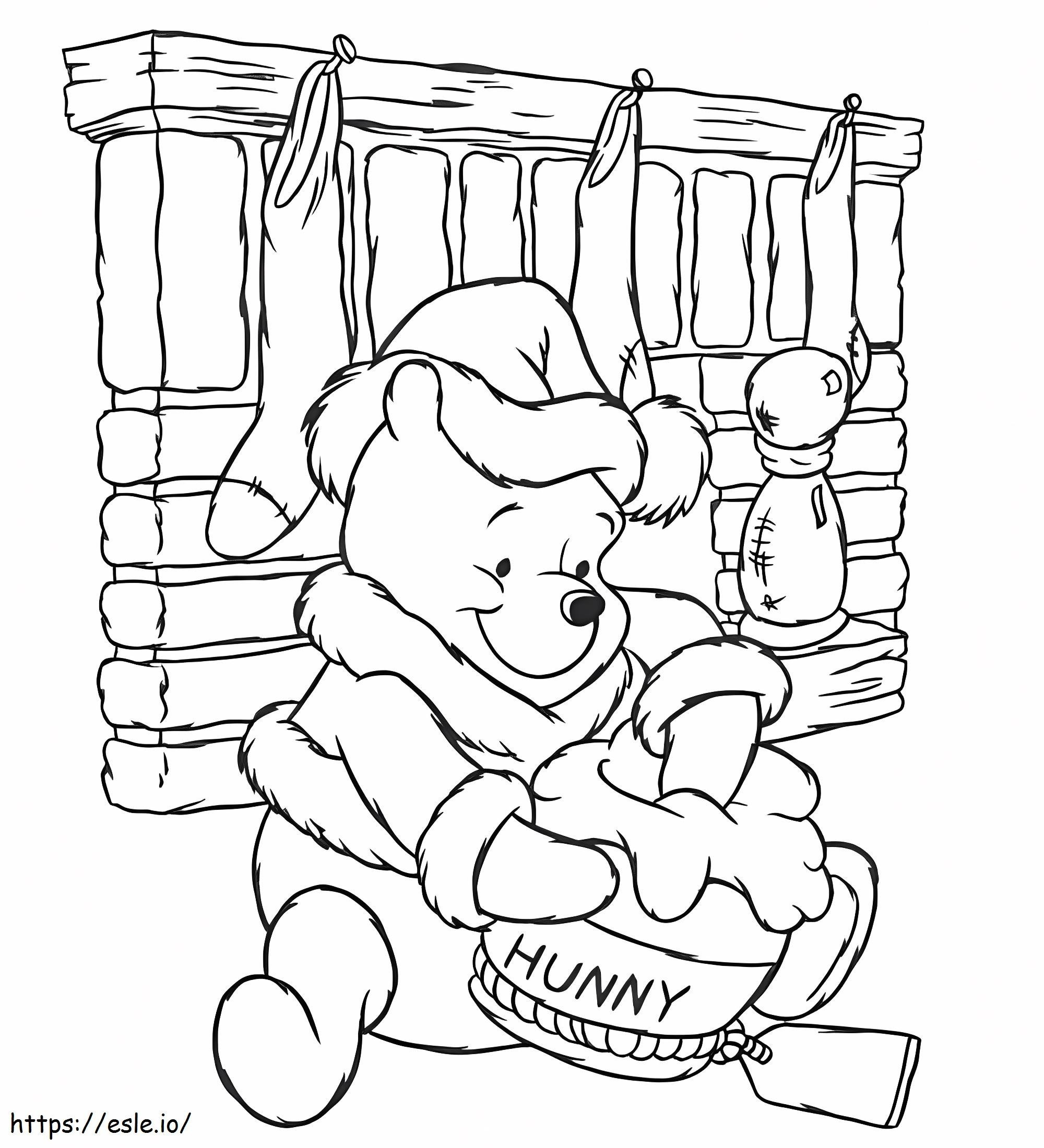 Coloriage Winnie l'ourson Disney Noël à imprimer dessin