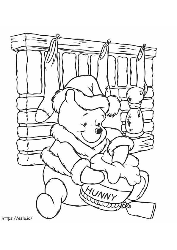 Winnie The Pooh Disney Natal Gambar Mewarnai