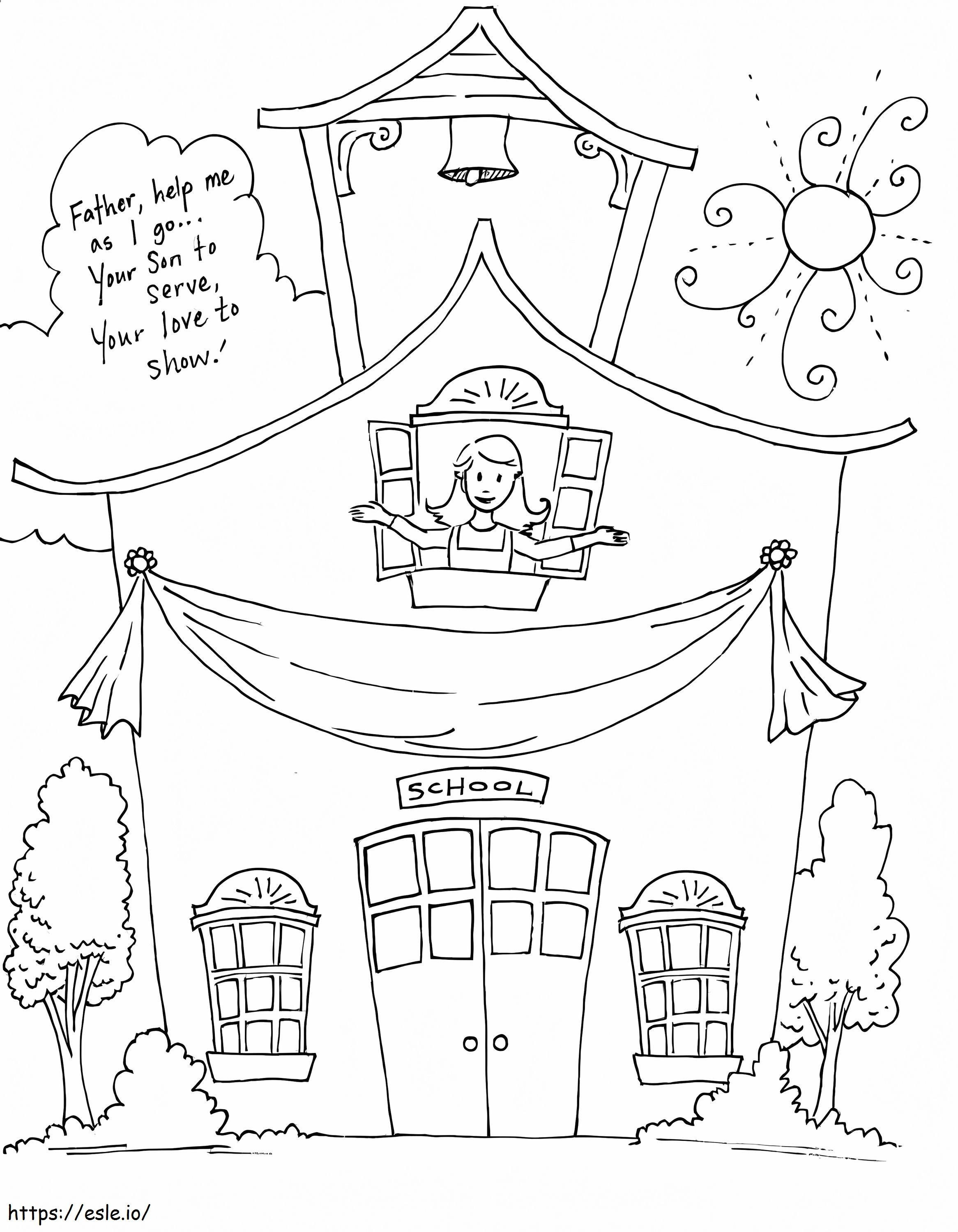 Girl At School coloring page