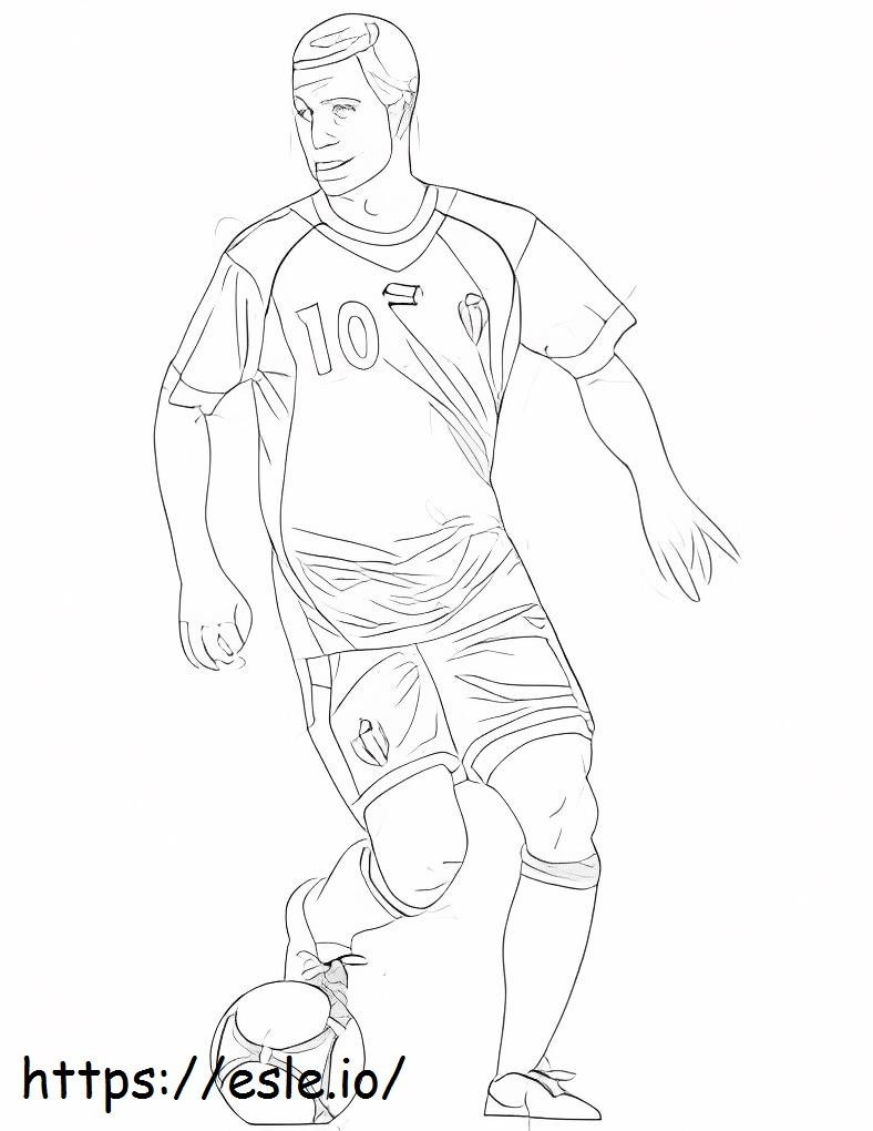 Coloriage Eden Hazard joue au football à imprimer dessin