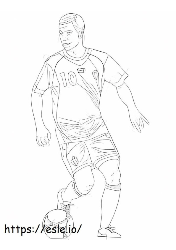 Eden Hazard aan het voetballen kleurplaat