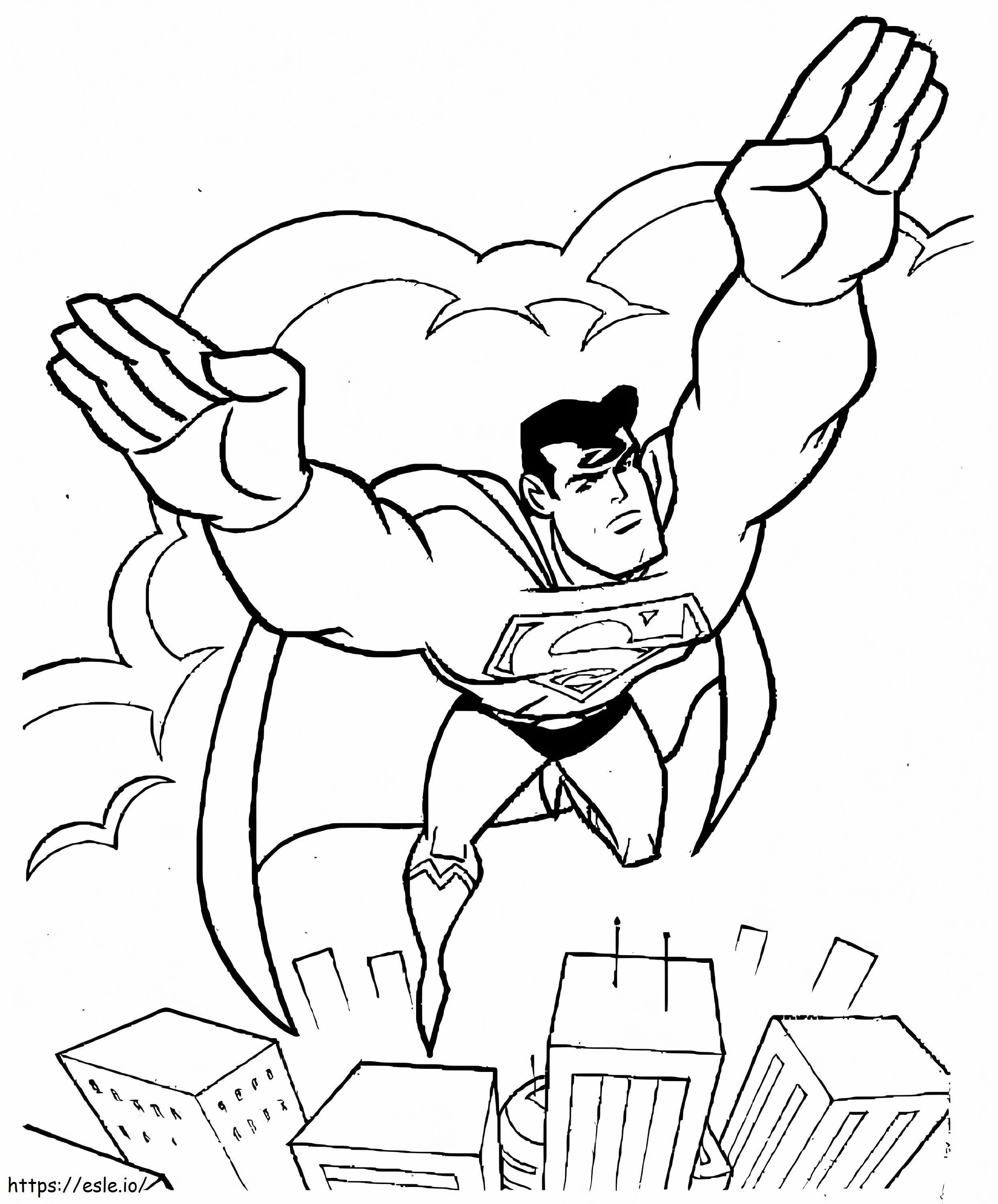 Superman na cidade para colorir