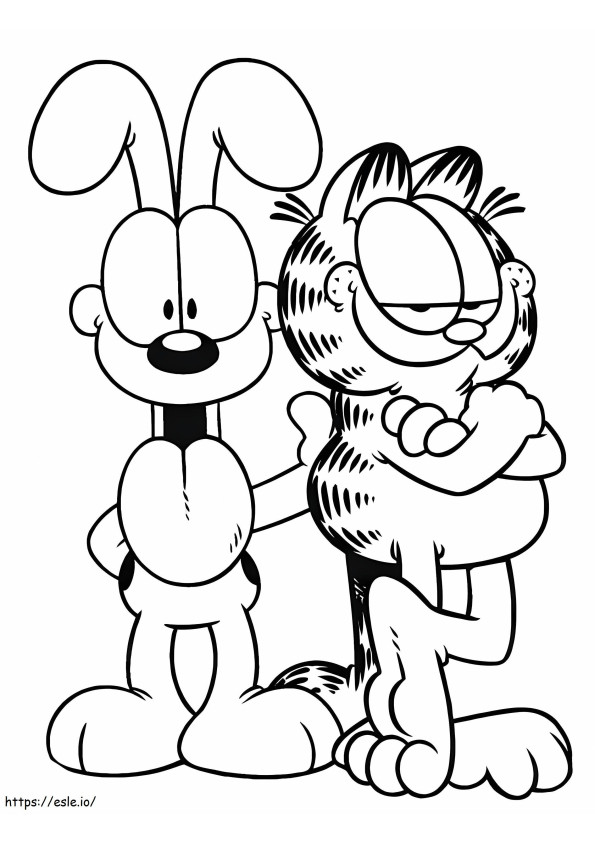 Garfield en Odie kleurplaat