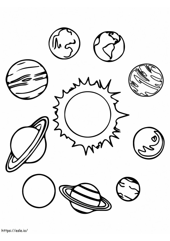 太陽系の惑星 ぬりえ - 塗り絵