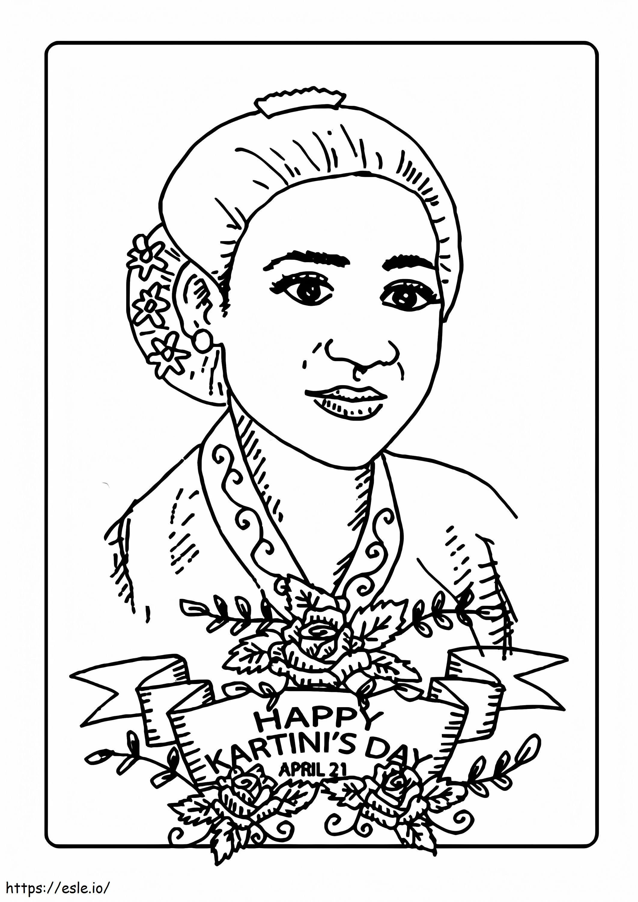 Szczęśliwego Dnia Kartini kolorowanka