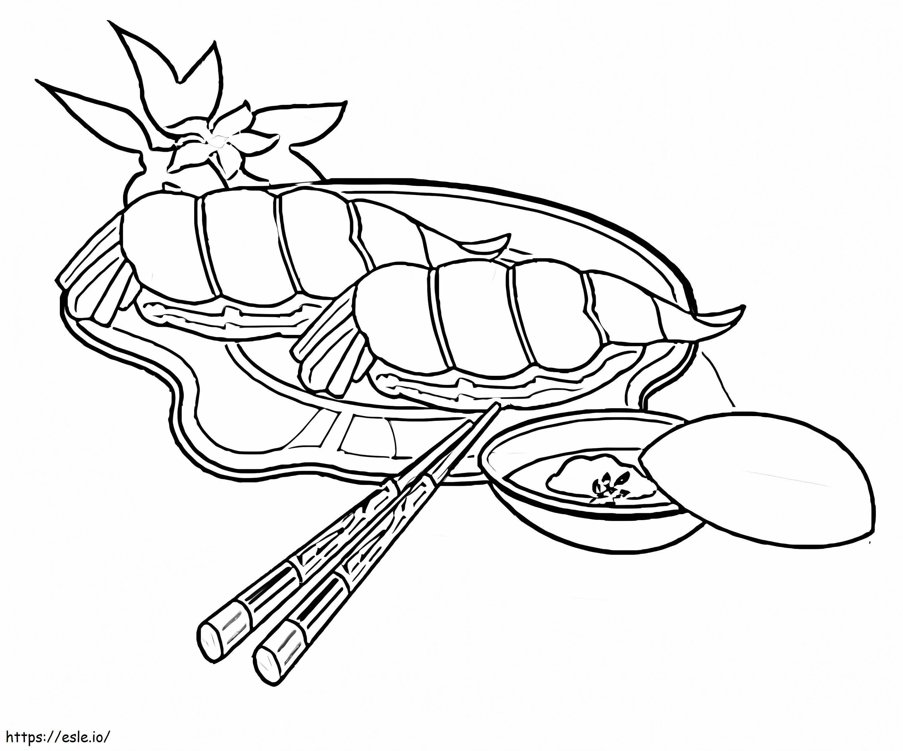 Coloriage Sushis aux crevettes à imprimer dessin