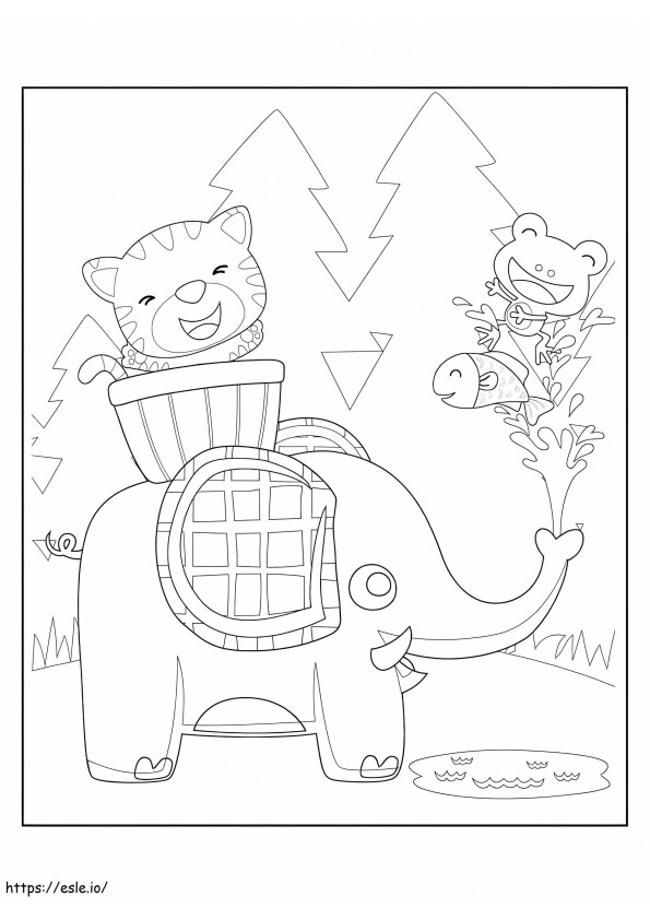 Baby Elephant And Friends coloring page