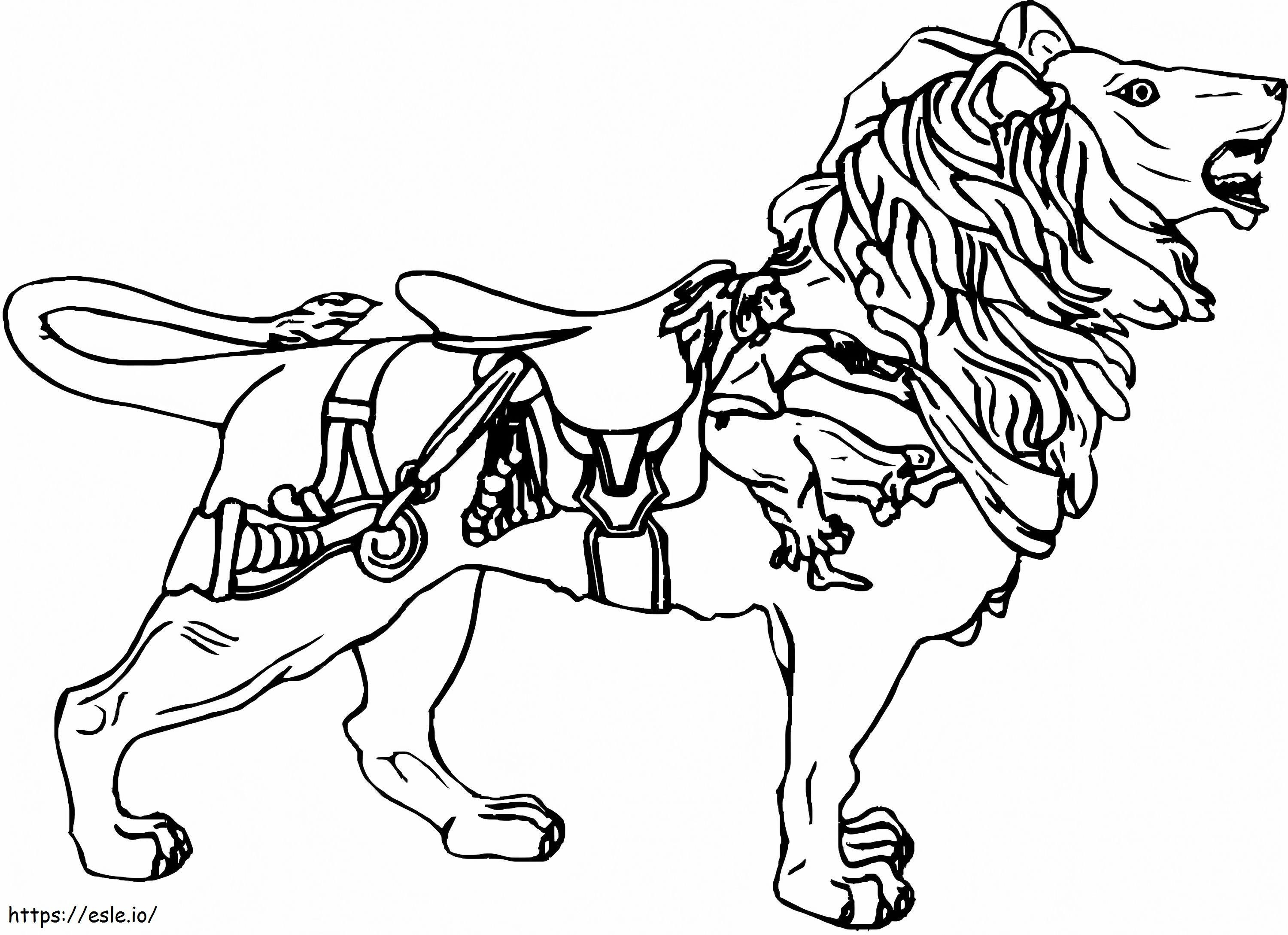 カルーセル ライオン ぬりえ - 塗り絵