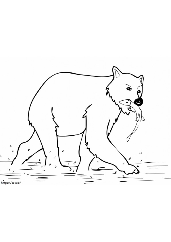 Brown Bear Catching Fish coloring page
