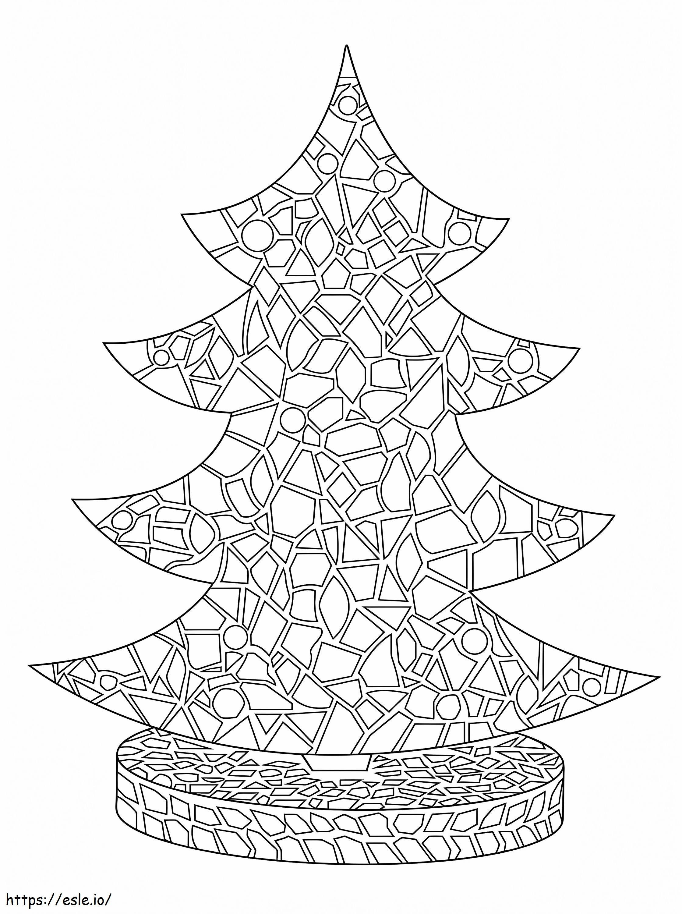 Pohon Natal Mosaik Gambar Mewarnai