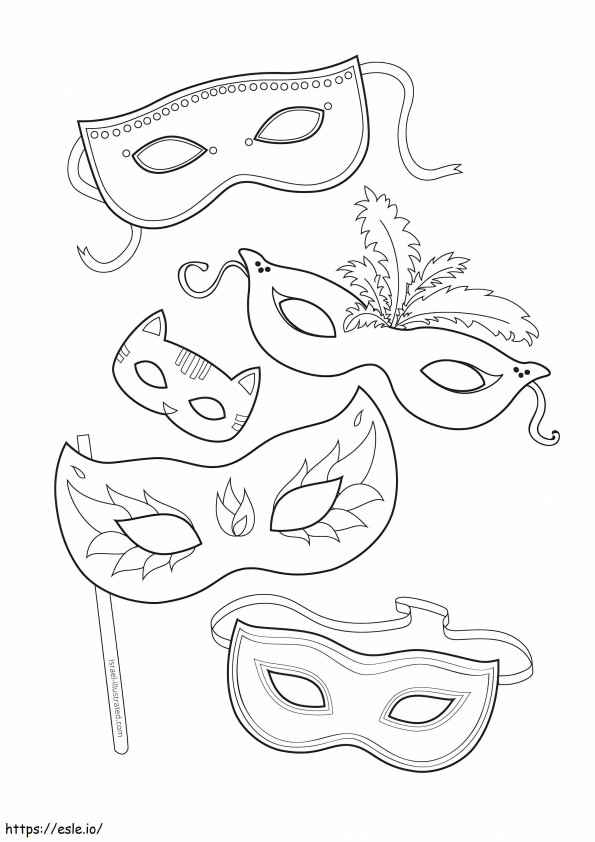 Fünf Masken ausmalbilder