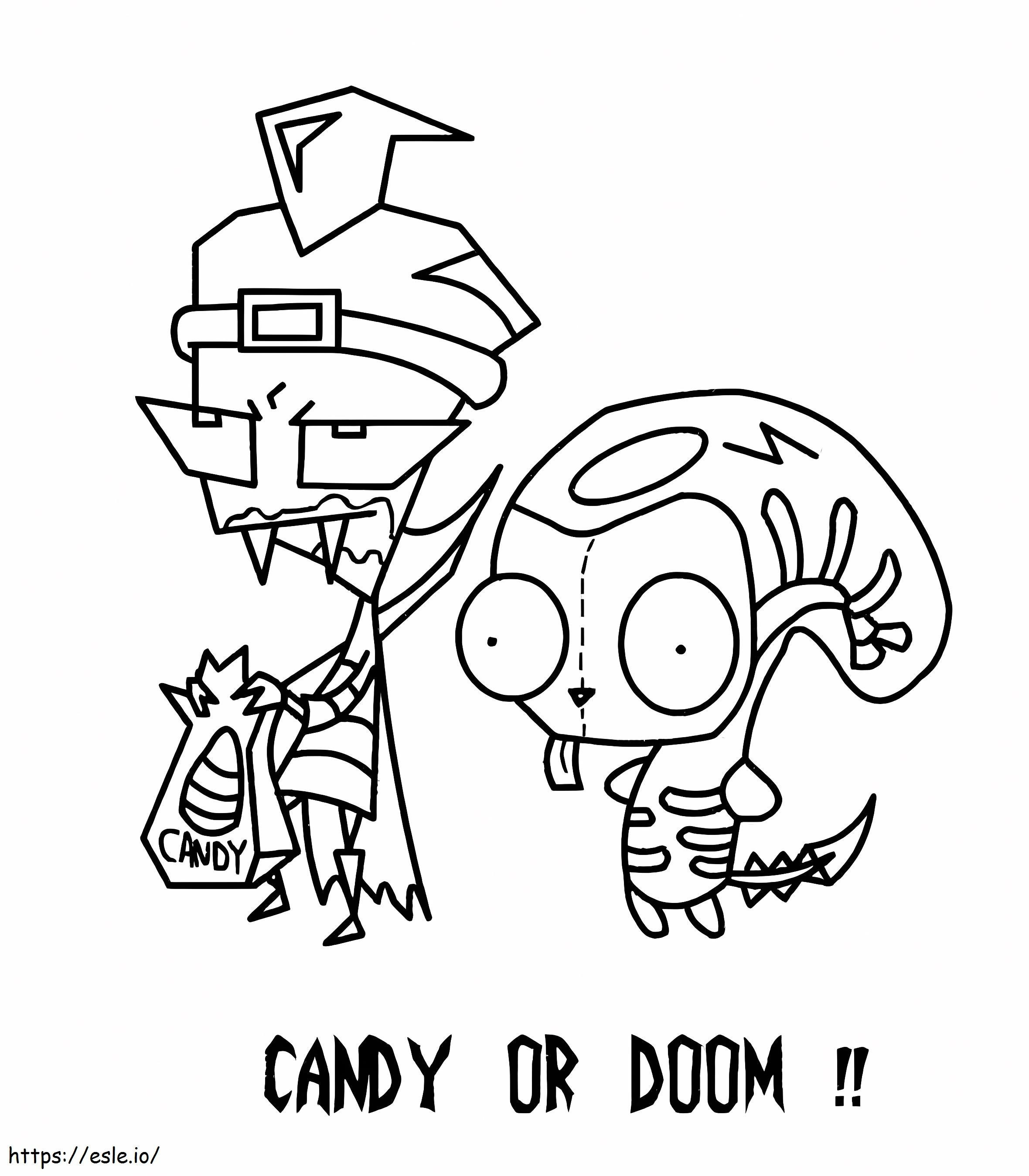 Candy Or Doom Invader Zim coloring page