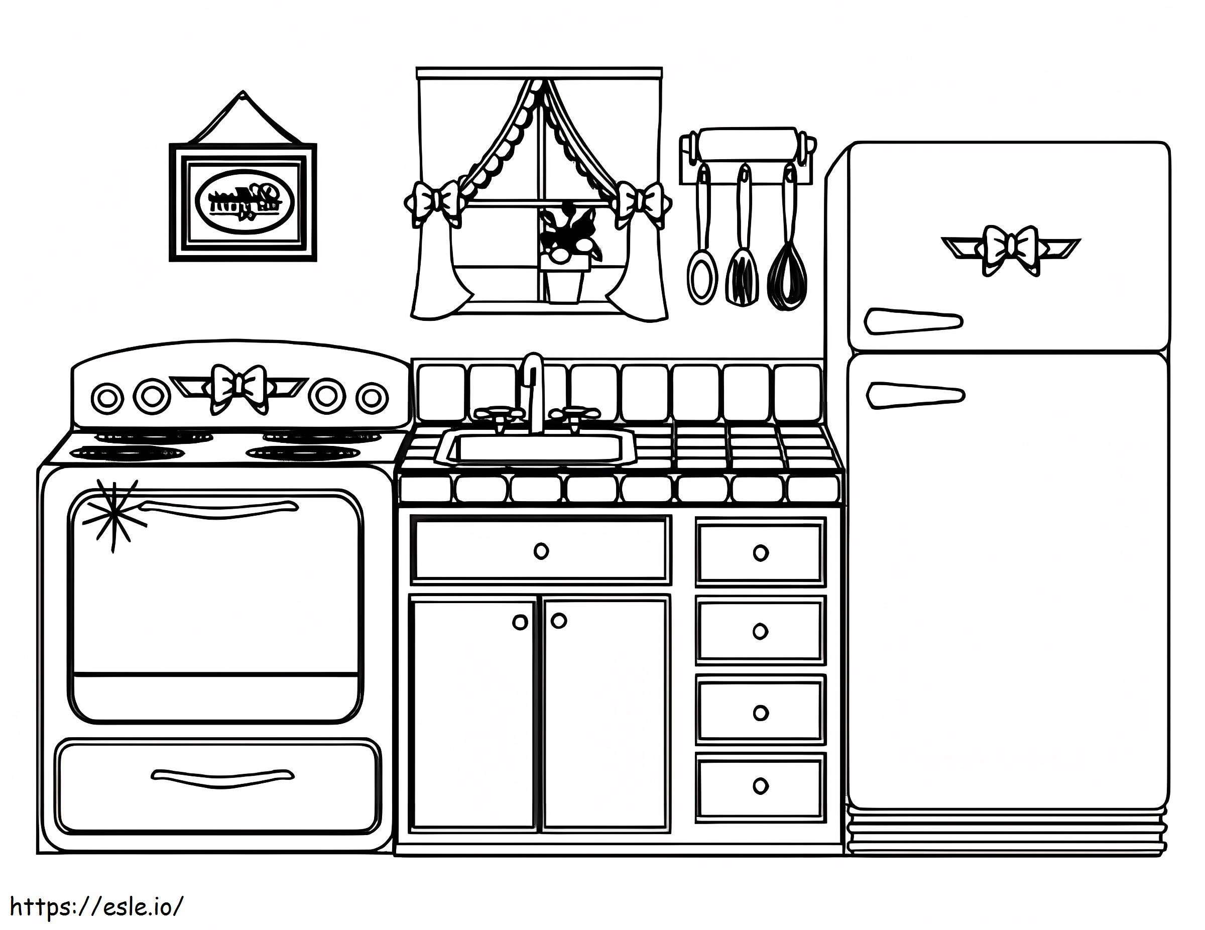 Beautiful Kitchen House coloring page