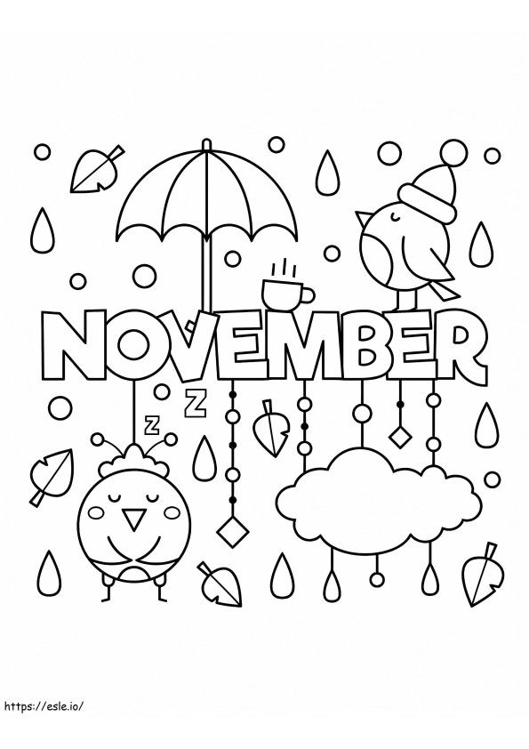 noviembre con lluvia para colorear
