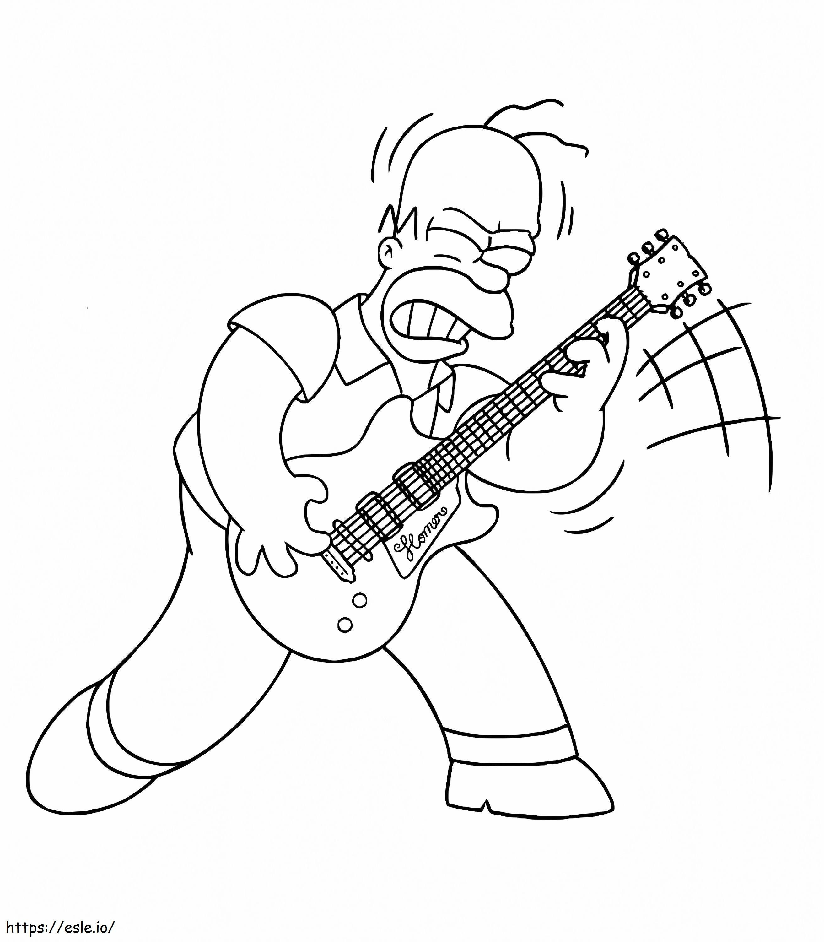 Homer Simpson grający na gitarze kolorowanka