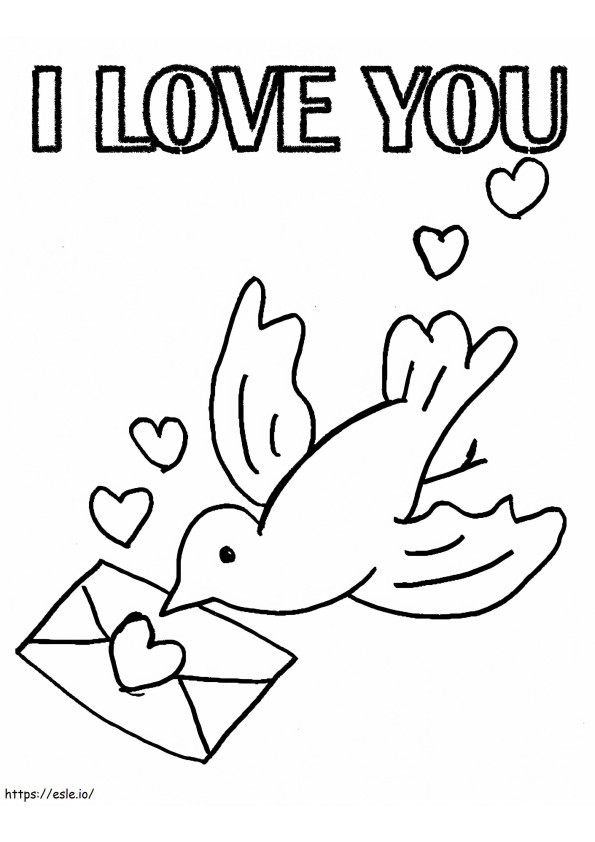 Coloriage Pigeon avec amour à imprimer dessin