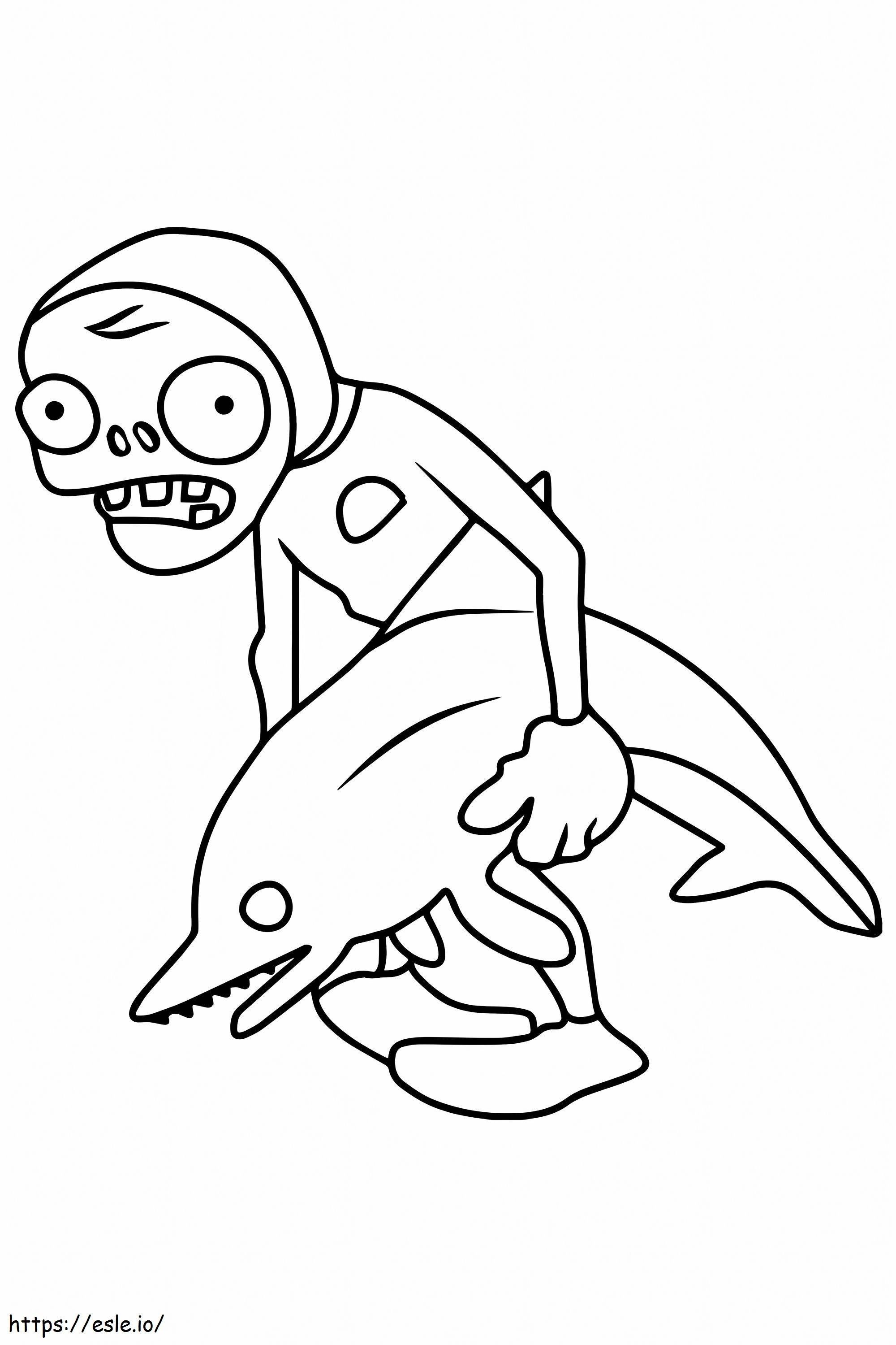 Zombie Dolphin Rider In Plants Vs Zombies coloring page