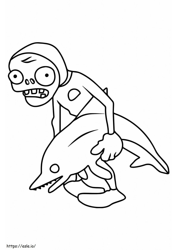 Zombie Dolphin Rider In Plants Vs Zombies coloring page