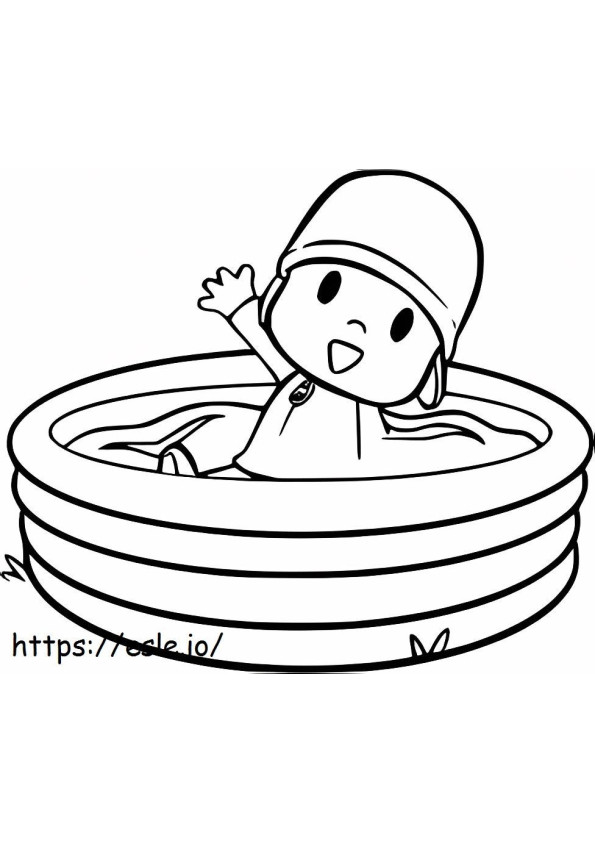 Coloriage Enfant dans une petite piscine à imprimer dessin