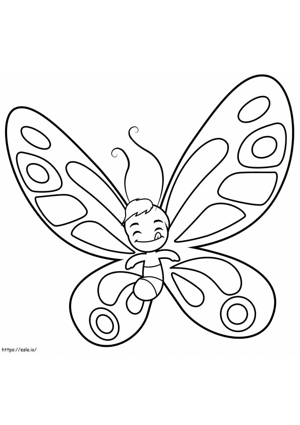 Fluture fericit din desene animate de colorat