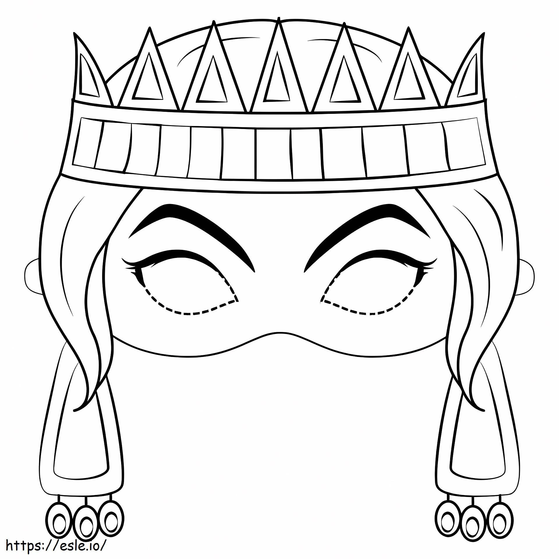 Kuningatar naamio värityskuva