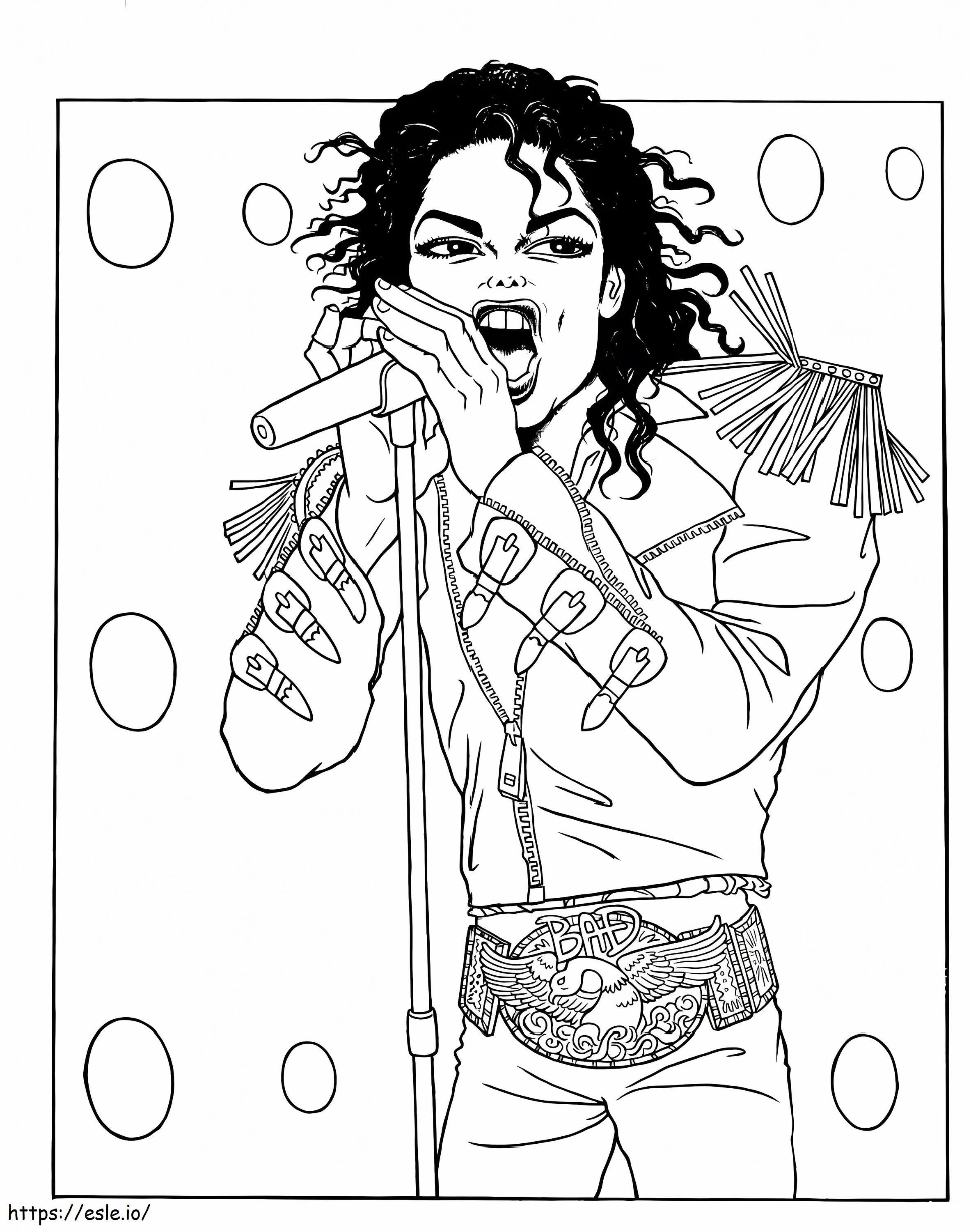 Coloriage Cool Michael Jackson chantant à imprimer dessin