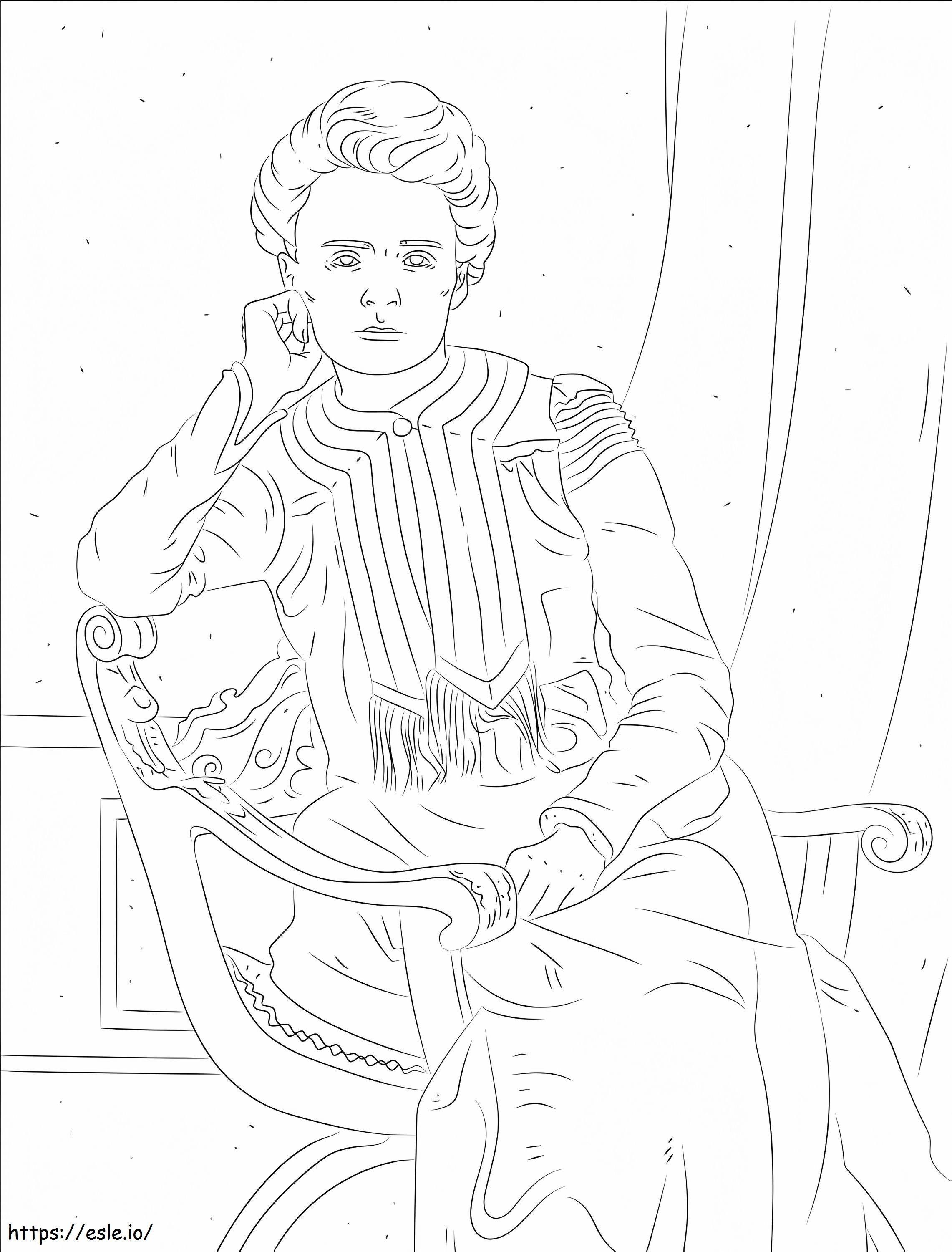 Nuori Marie Curie värityskuva