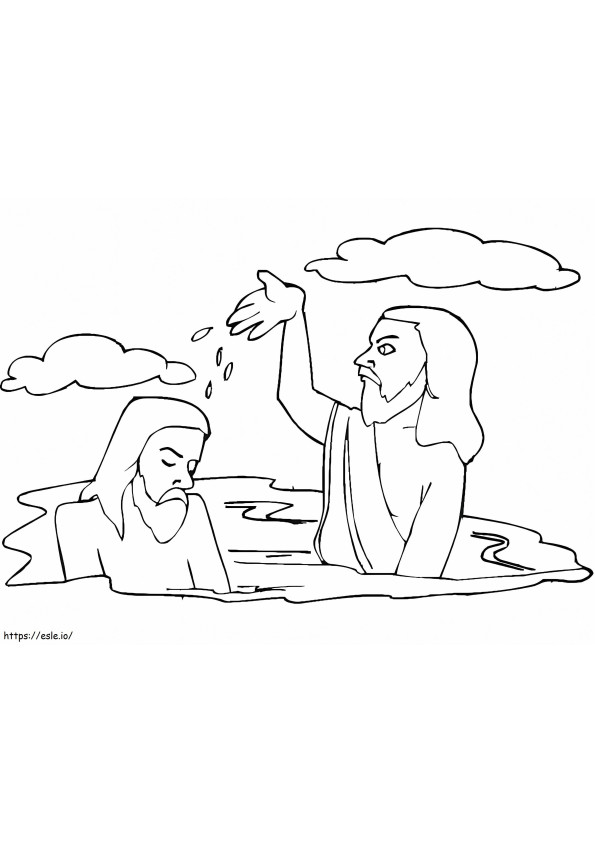 Coloriage Baptême imprimable de Jésus à imprimer dessin