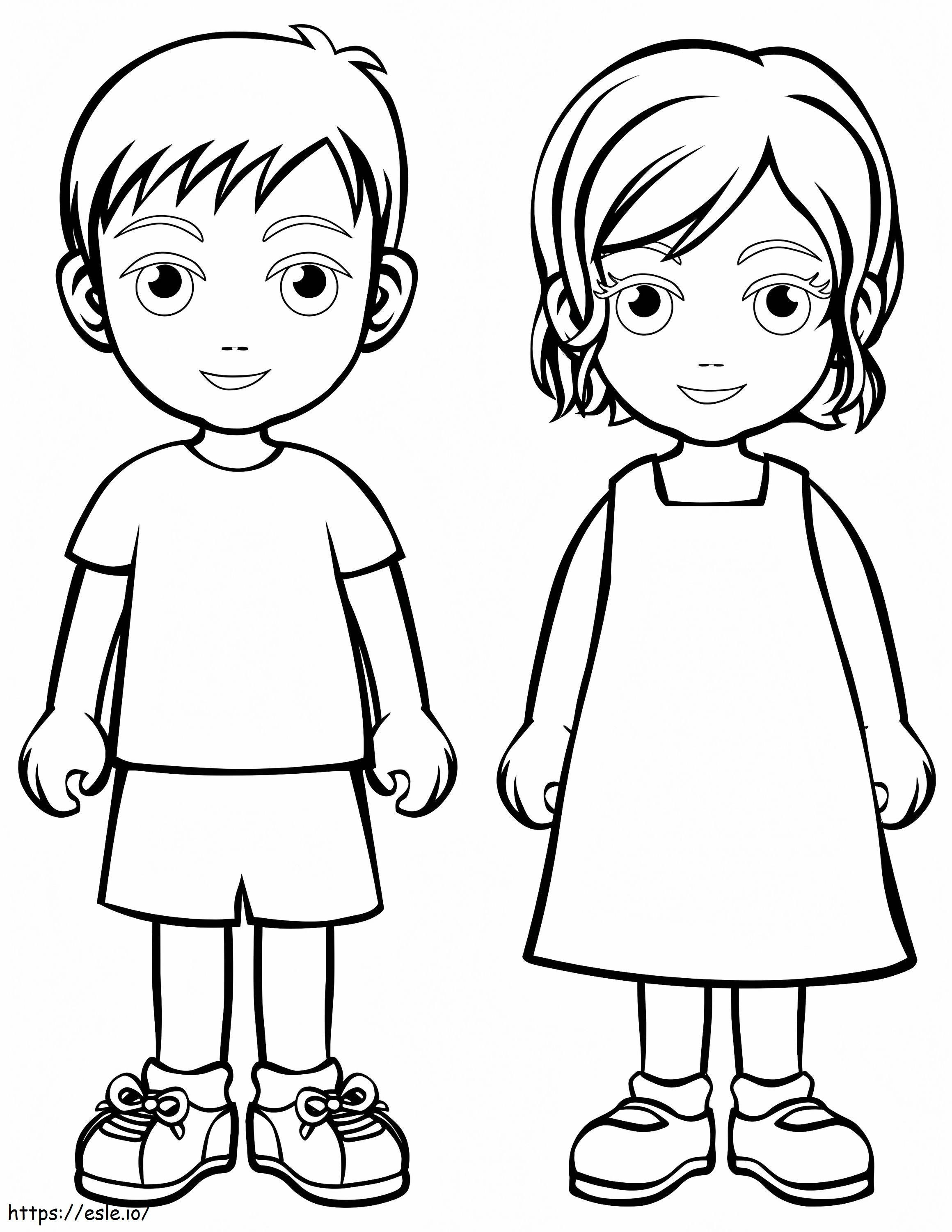 Dzieci Chłopiec I Dziewczyna kolorowanka