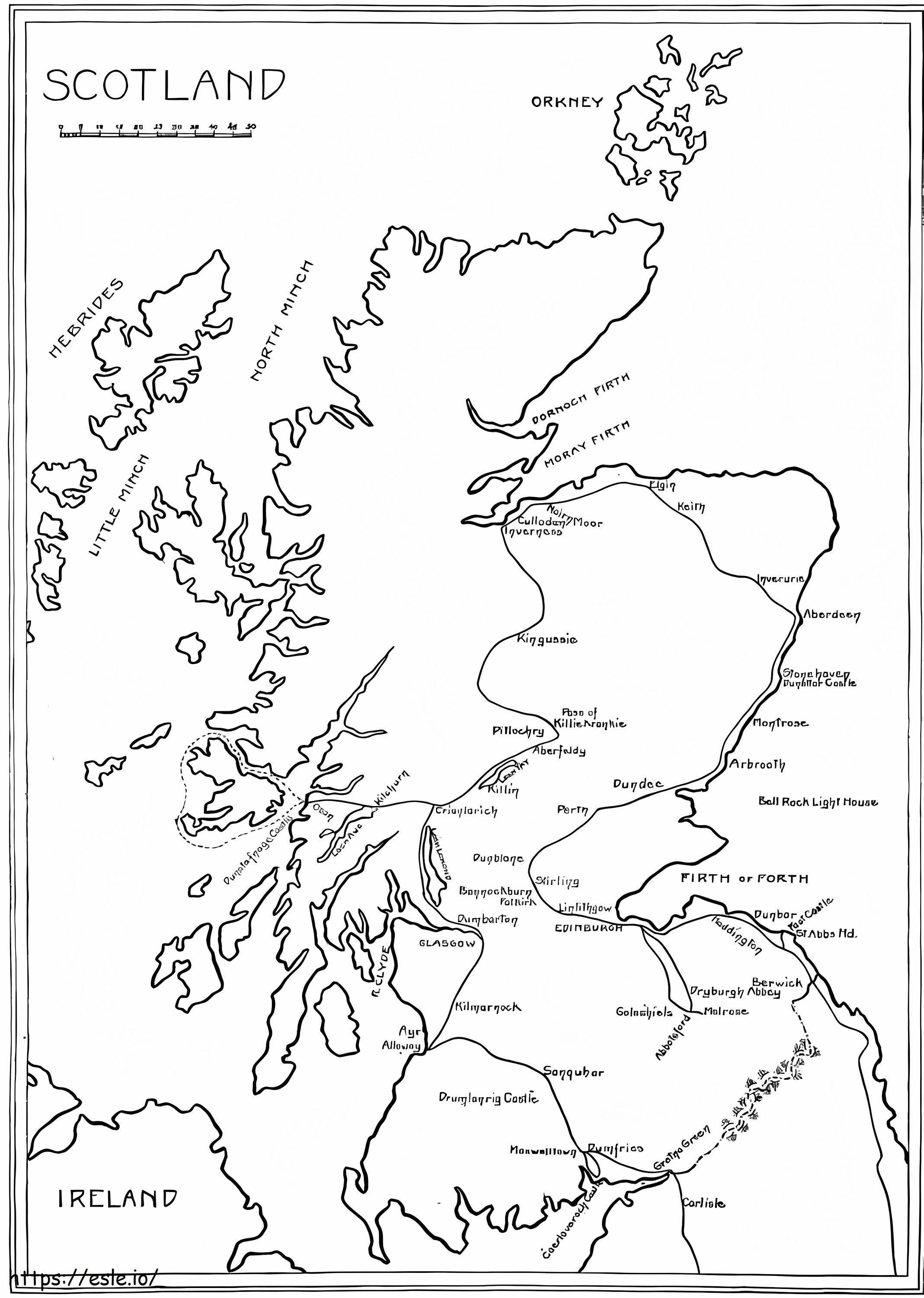 Mapa Szkocji kolorowanka