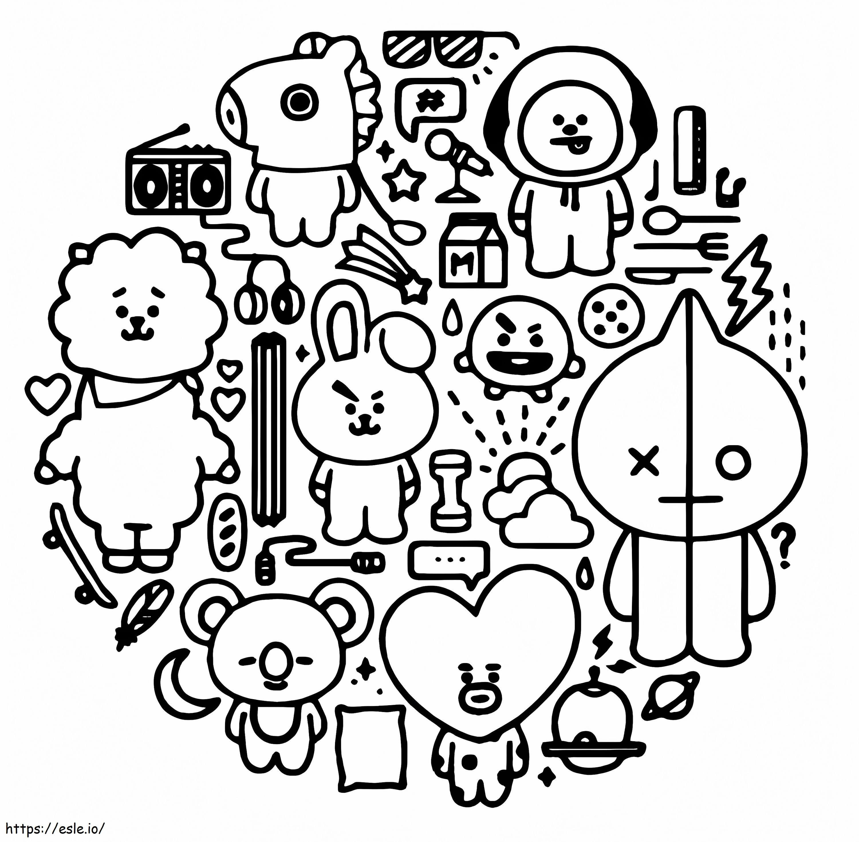 Adorable BT21 coloring page