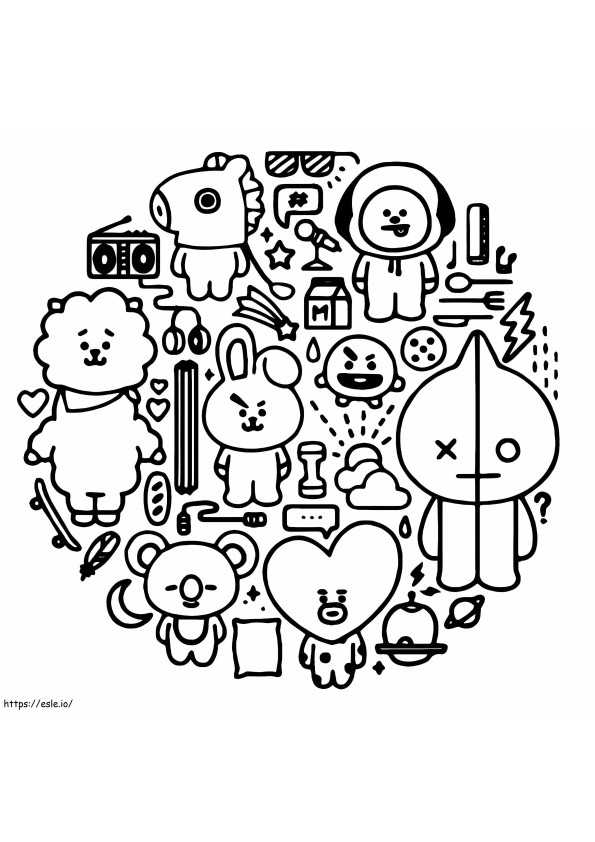 Adorable BT21 coloring page