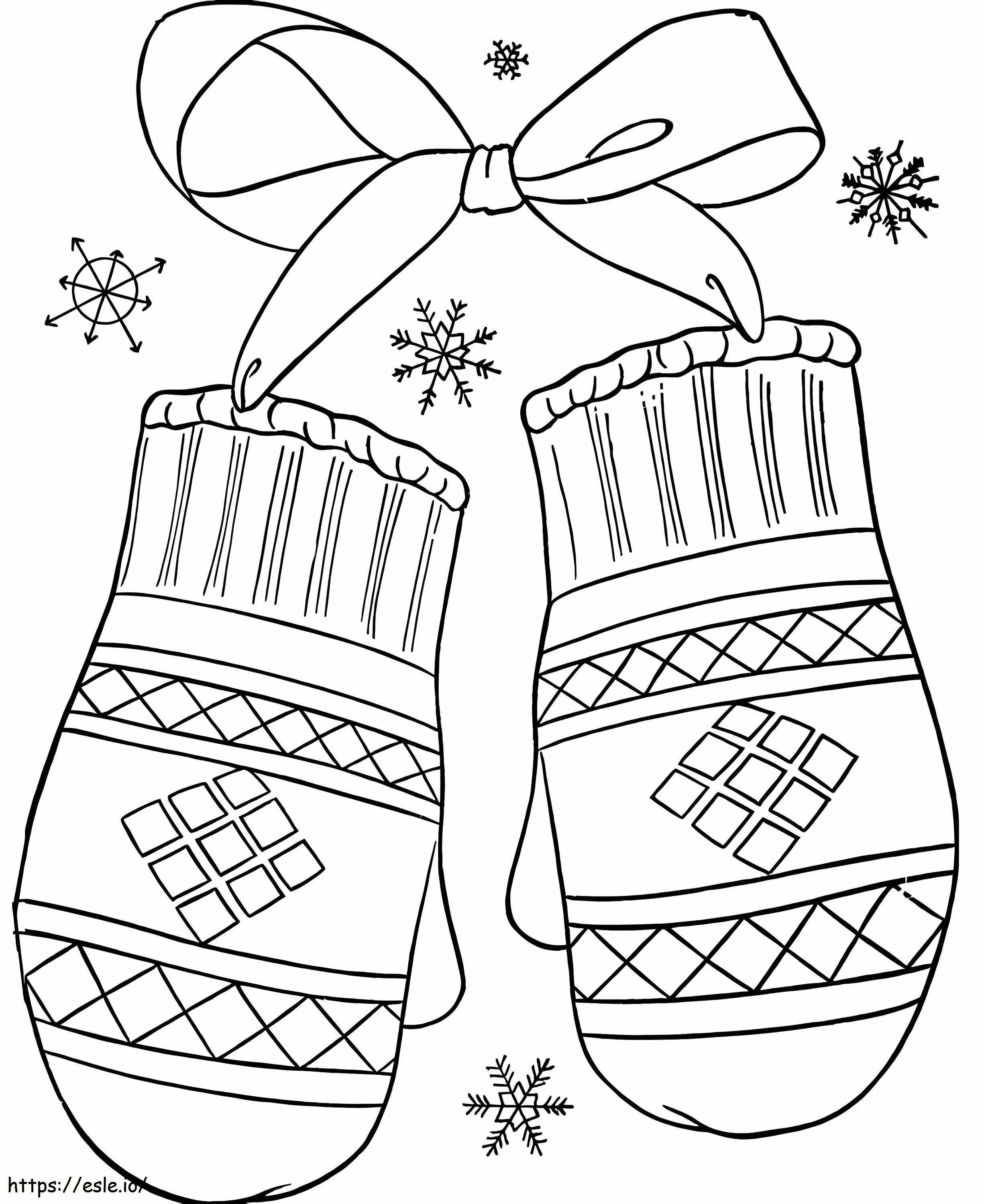 Mittens With Bow coloring page