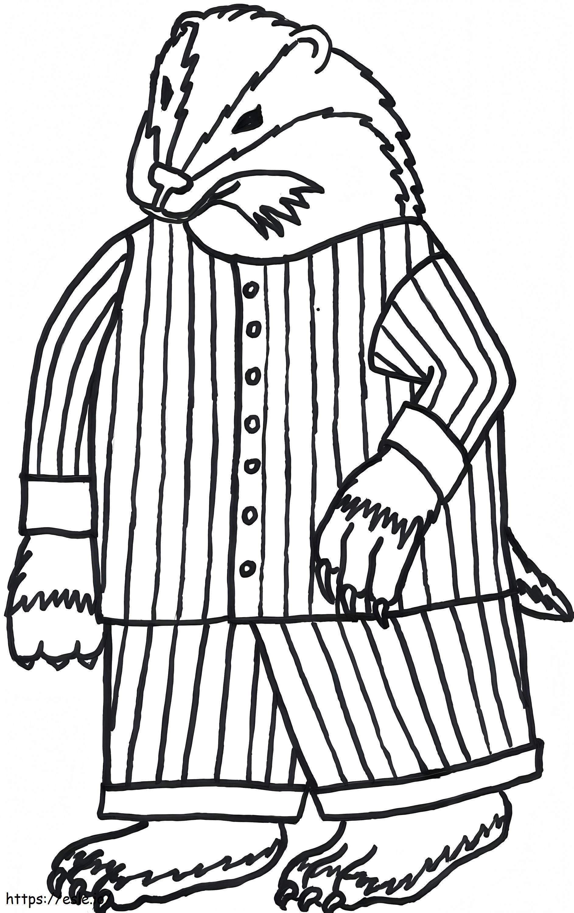 Badger With Pyjama coloring page
