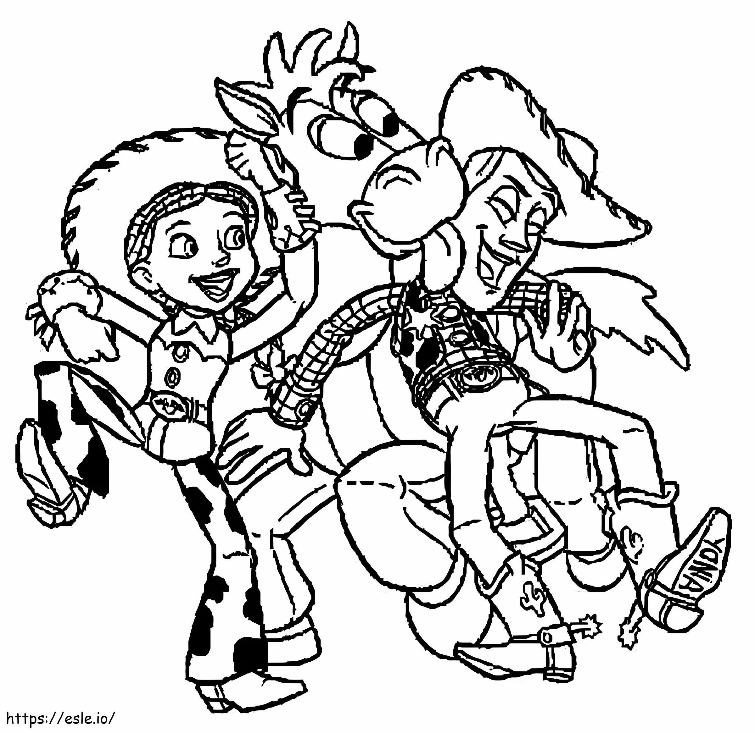Jessie Bullseye And Woody Dance coloring page