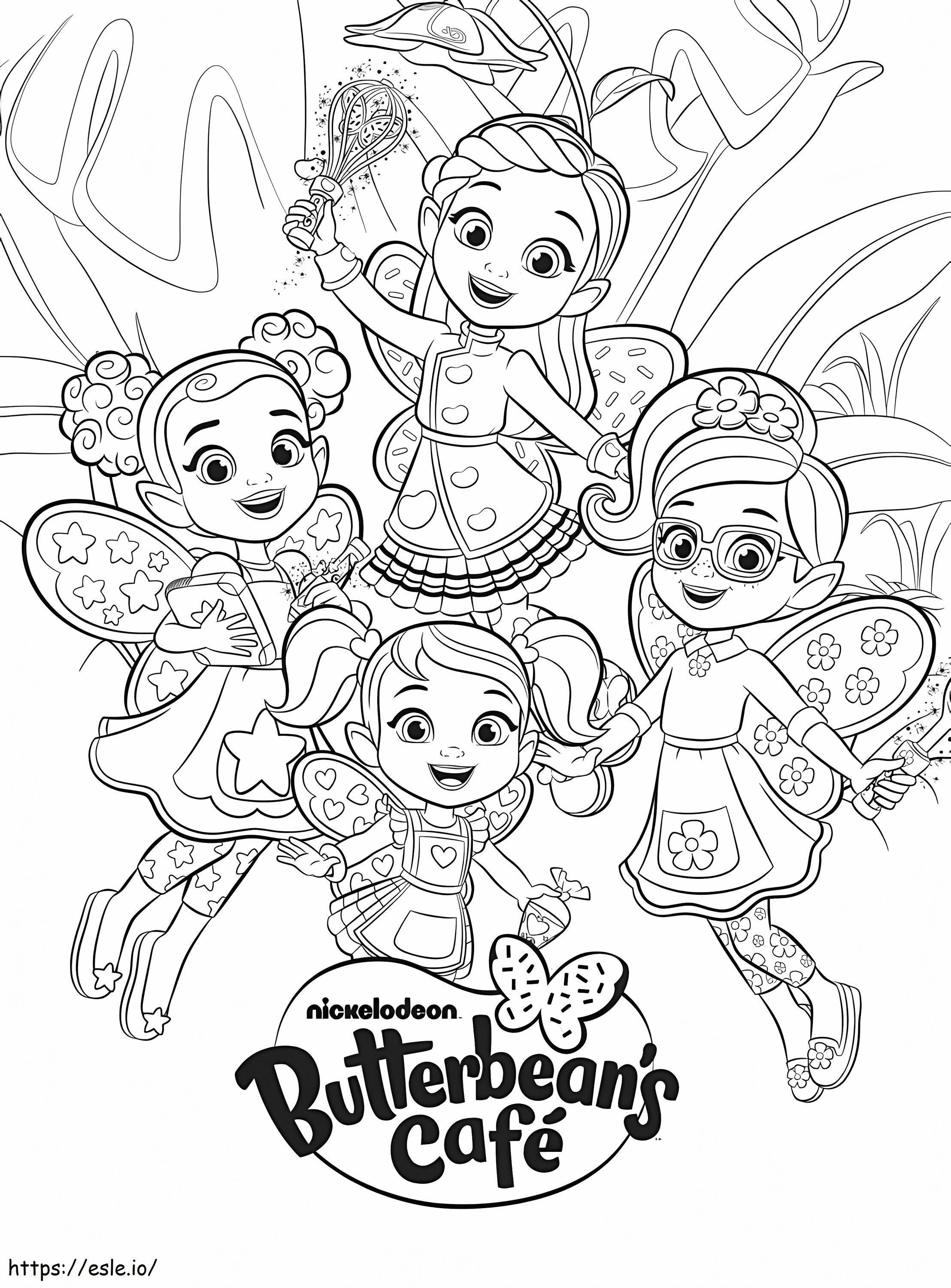 Personagens de Butterbeans Café 3 para colorir
