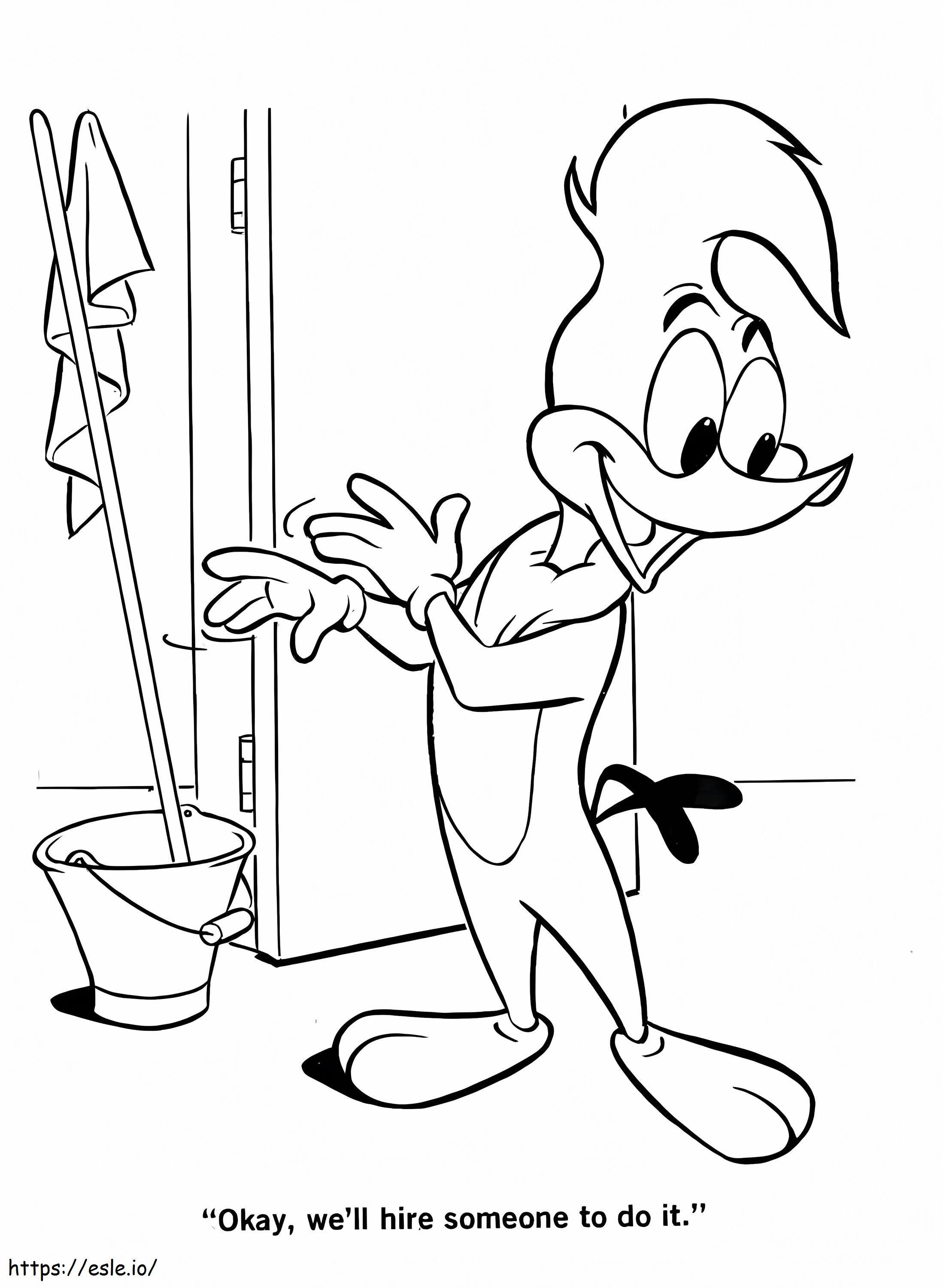 Woody Woodpecker Cleaning House coloring page
