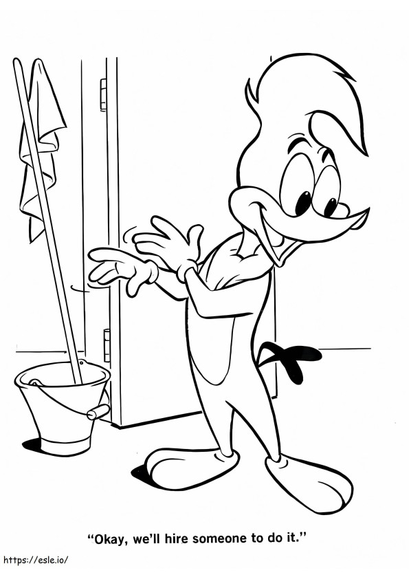 Woody Woodpecker Cleaning House coloring page
