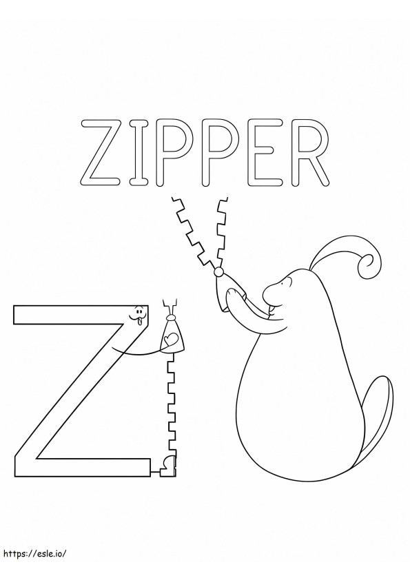 ジッパー文字 Z 2 ぬりえ - 塗り絵