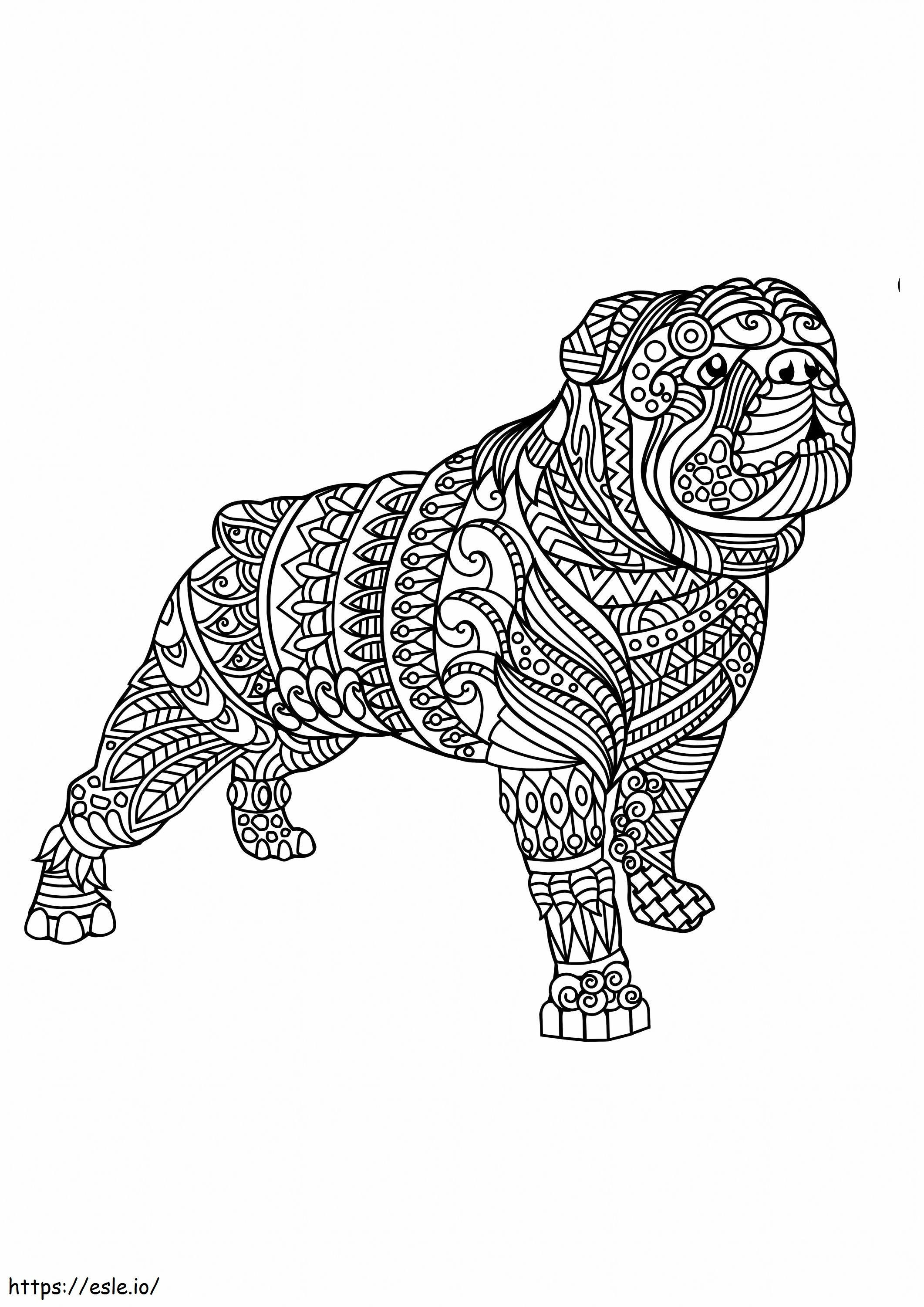 Bulldoggi Mandala värityskuva