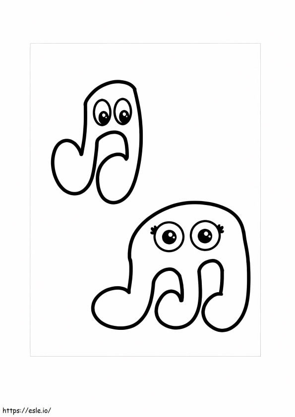Two Cartoon Musical Notes coloring page