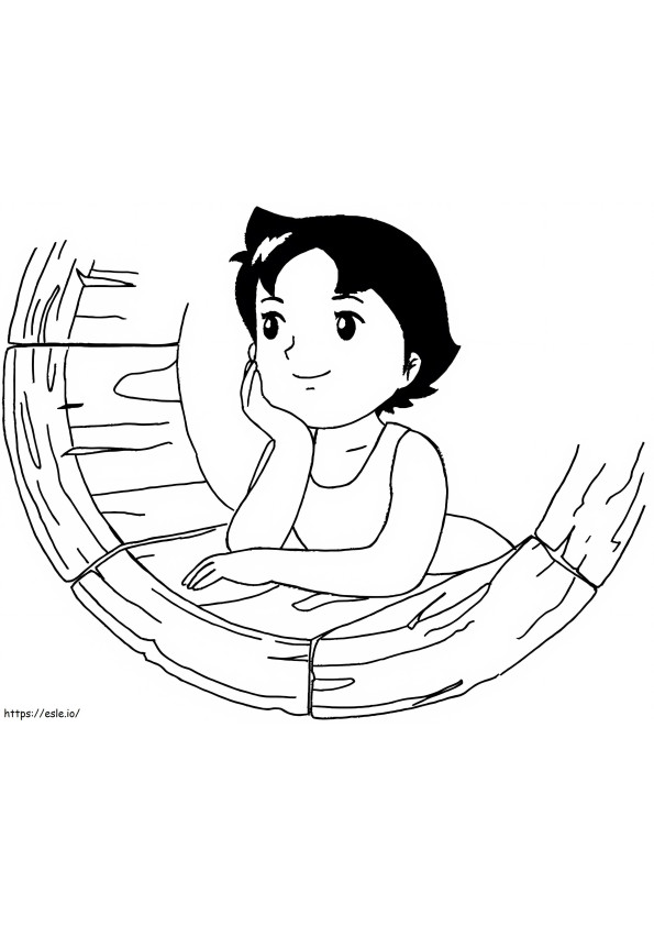 Heidi Thinking coloring page